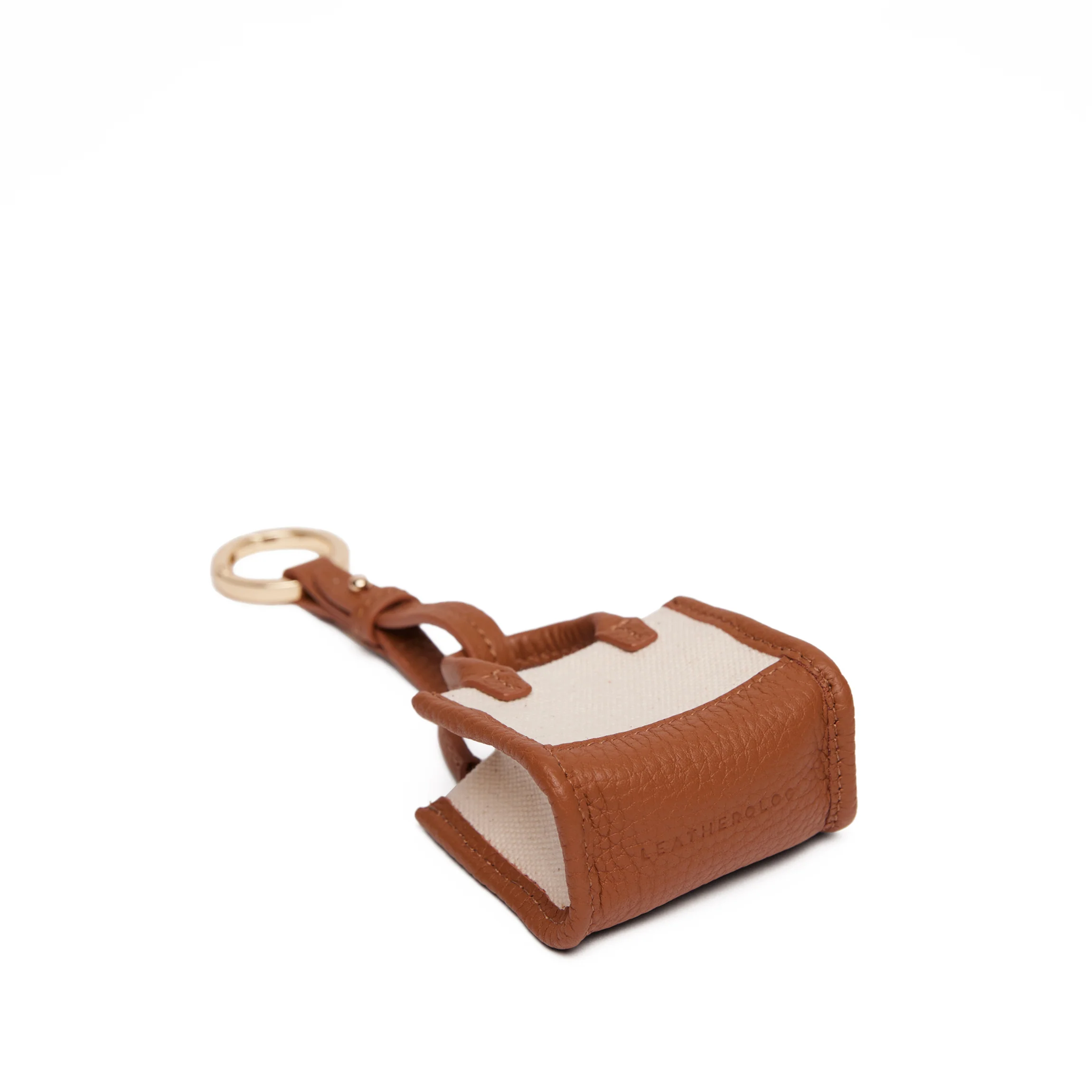Kress Itty Bitty Bag Charm Natural Canvas/Saddle Brown - Image 6