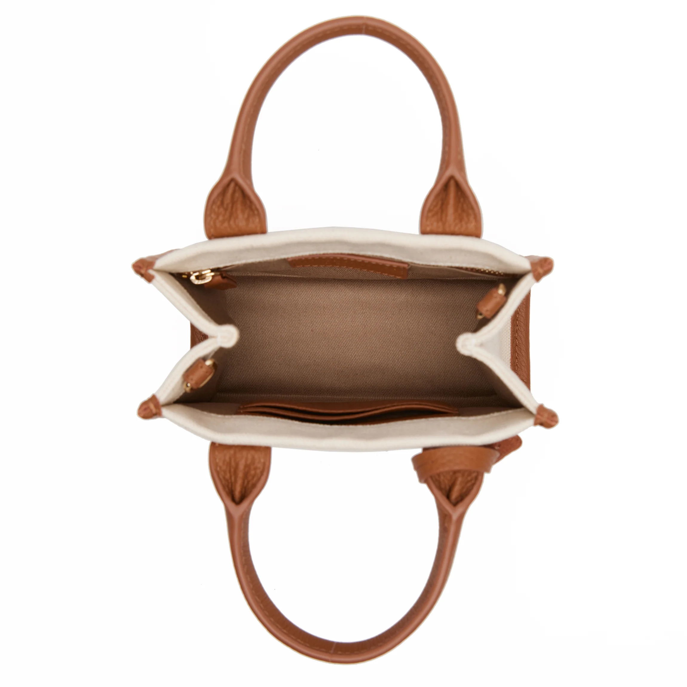 Kress Micro Crossbody Natural Canvas/Saddle Brown - Image 4