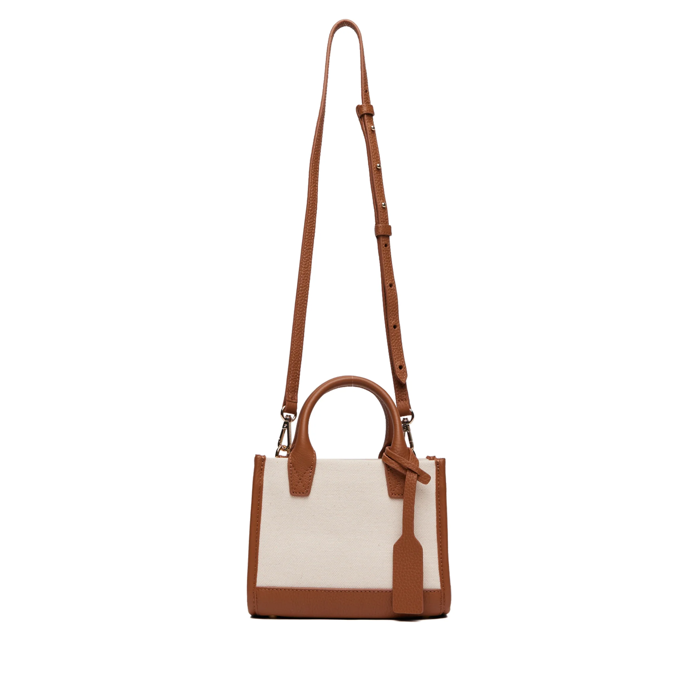 Kress Micro Crossbody Natural Canvas/Saddle Brown - Image 7