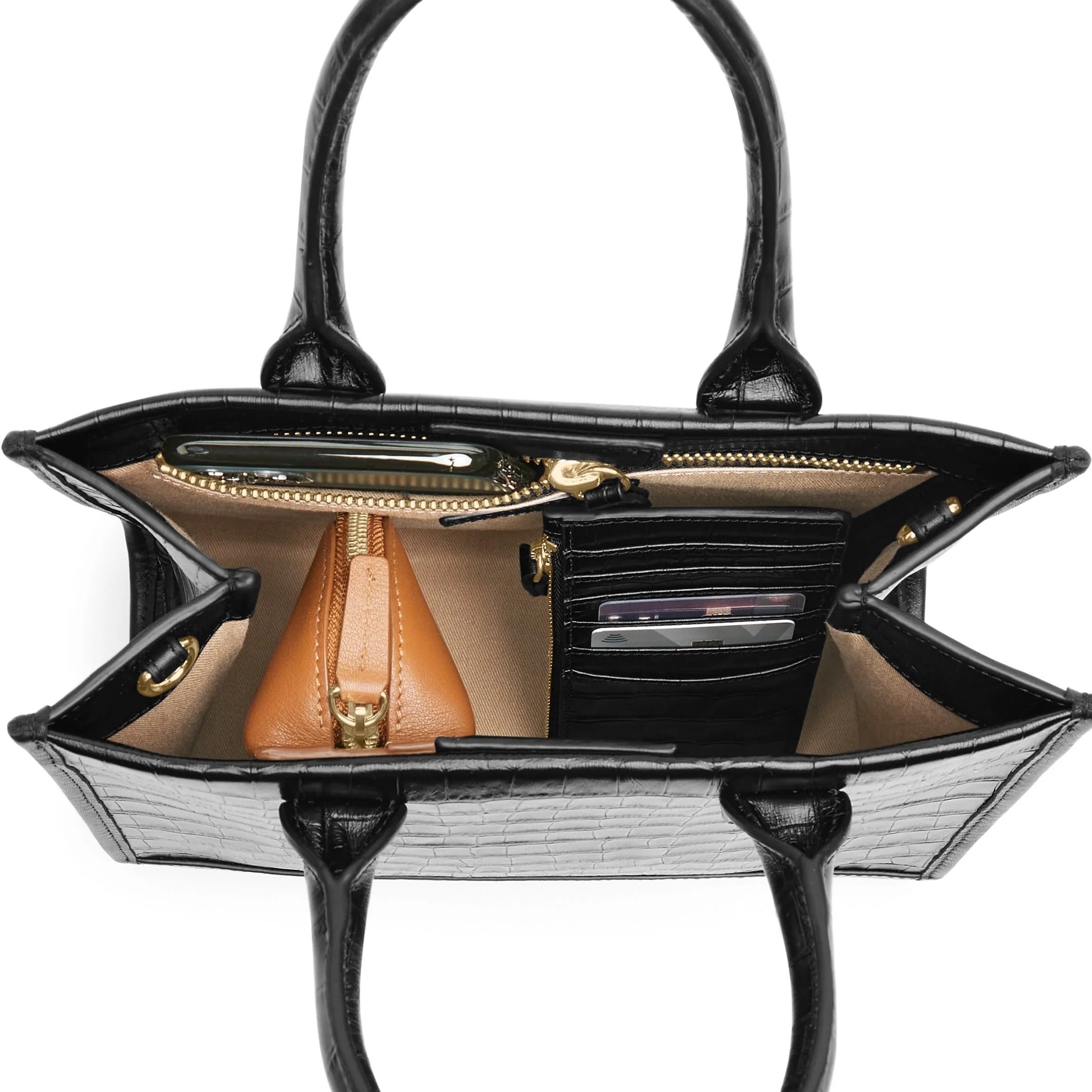 Kress Mini Top Handle Bag Black Croc - Image 5