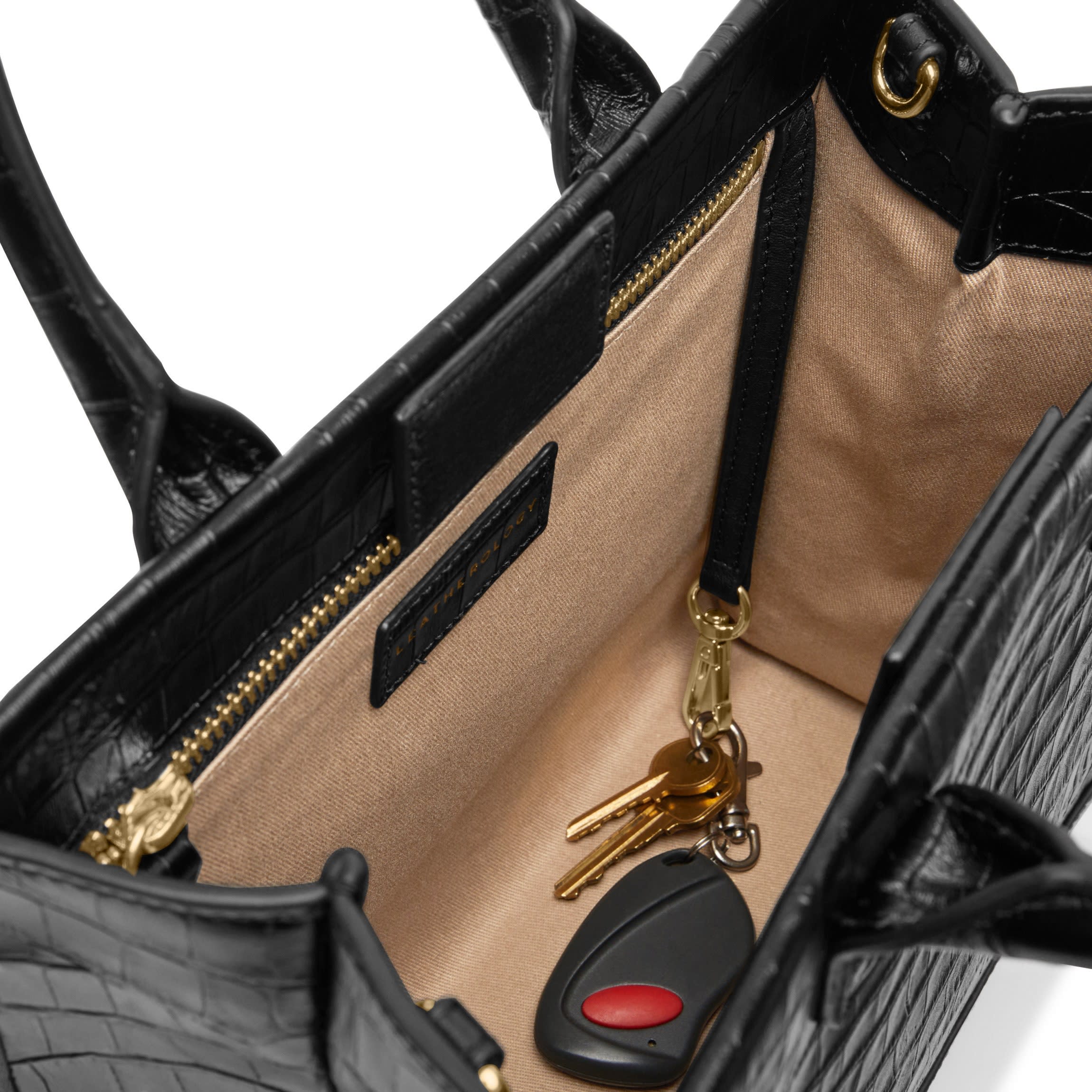 Kress Mini Top Handle Bag Black Croc - Image 6