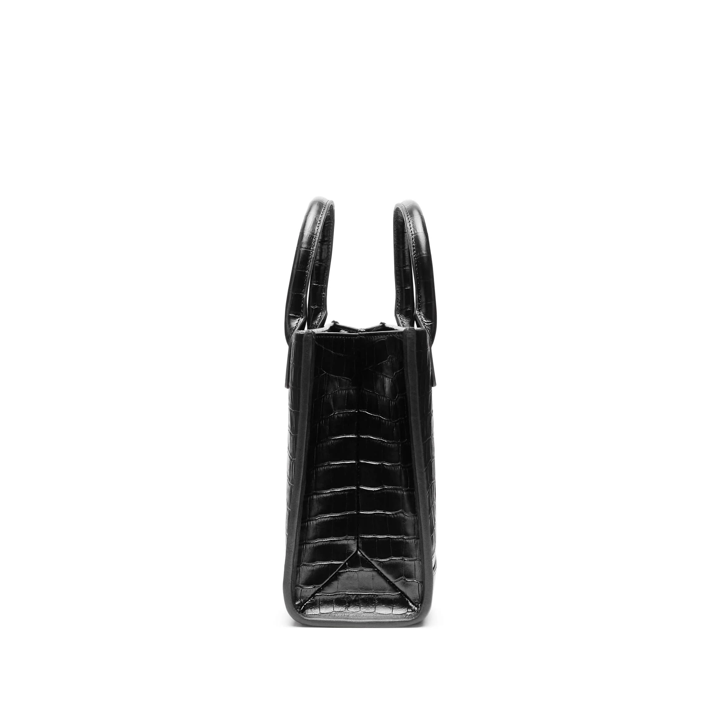 Kress Mini Top Handle Bag Black Croc - Image 7