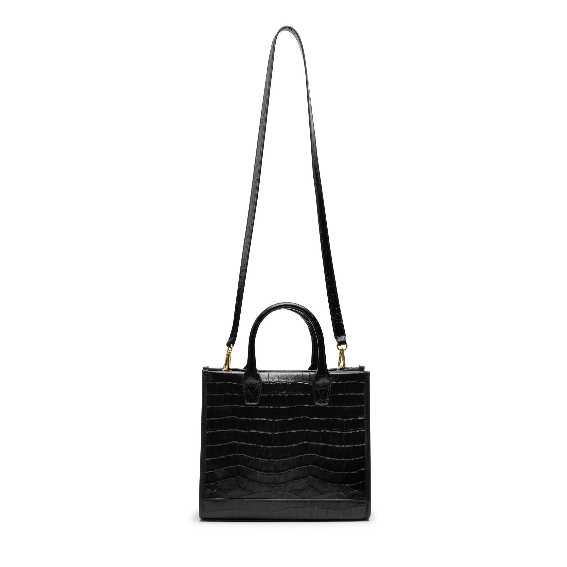 Kress Mini Top Handle Bag Black Croc - Image 8