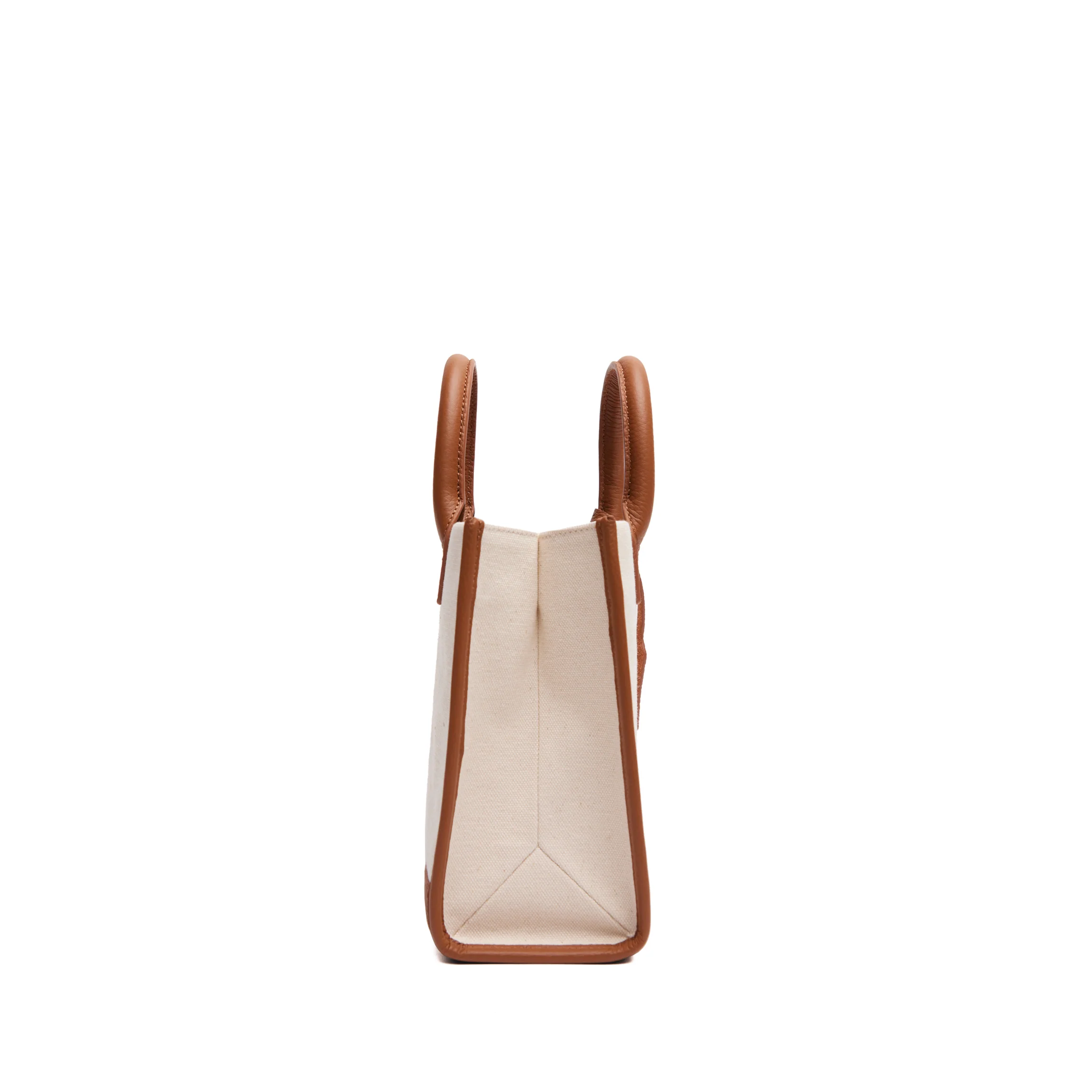 Kress Mini Top Handle Bag Natural Canvas/Saddle Brown - Image 6