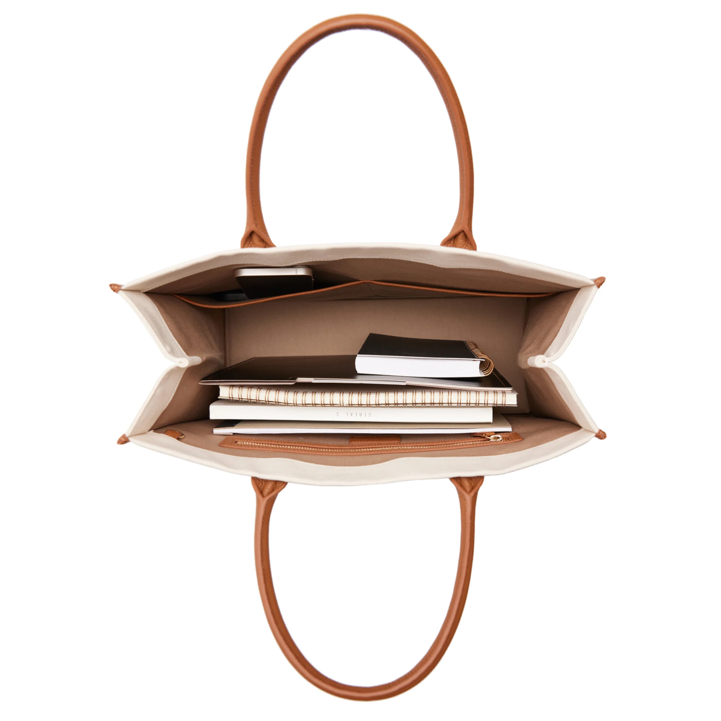 Kress XL Tote Natural Canvas/Saddle Brown - Image 4