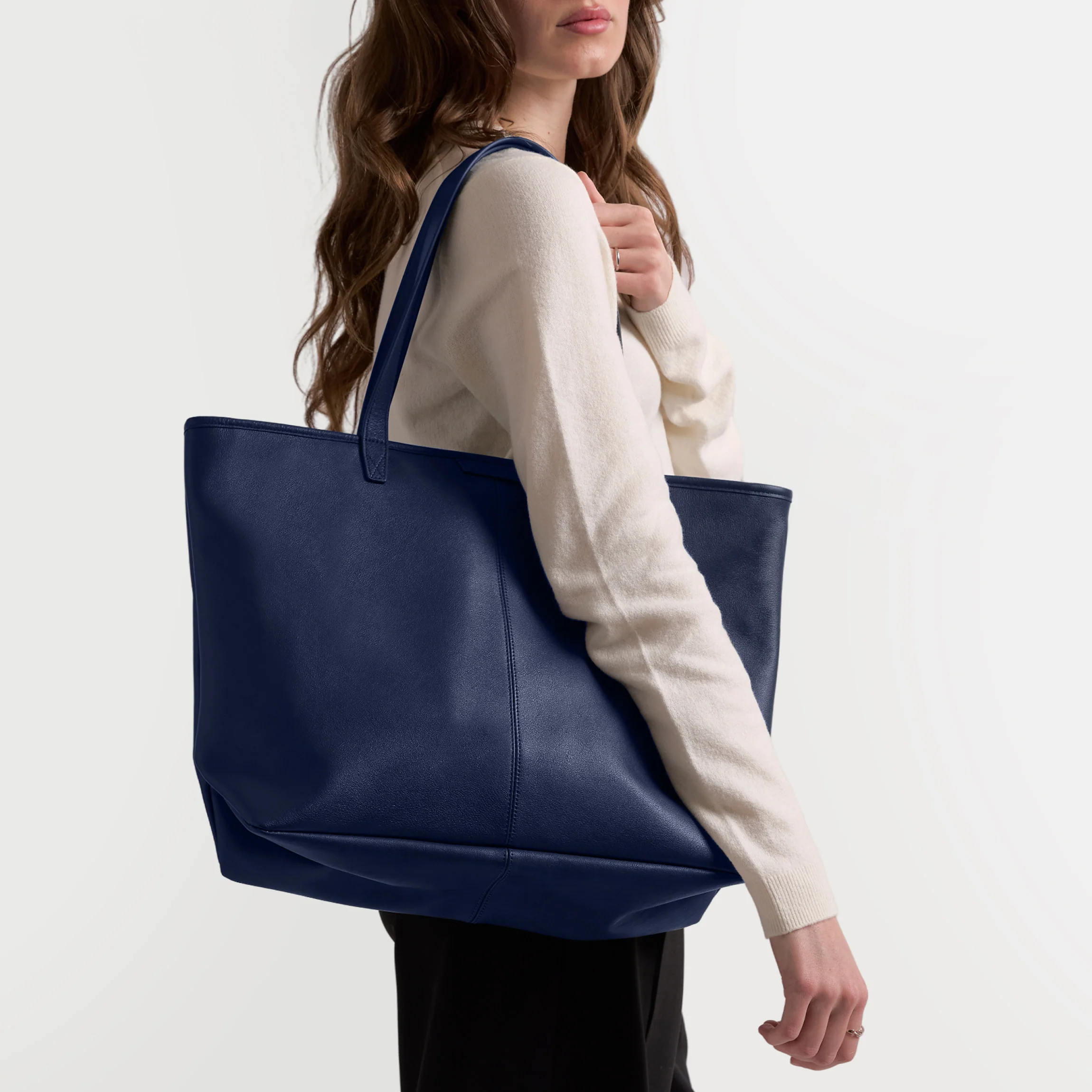 Large Zippered Downtown Tote Navy Blue - Image 2