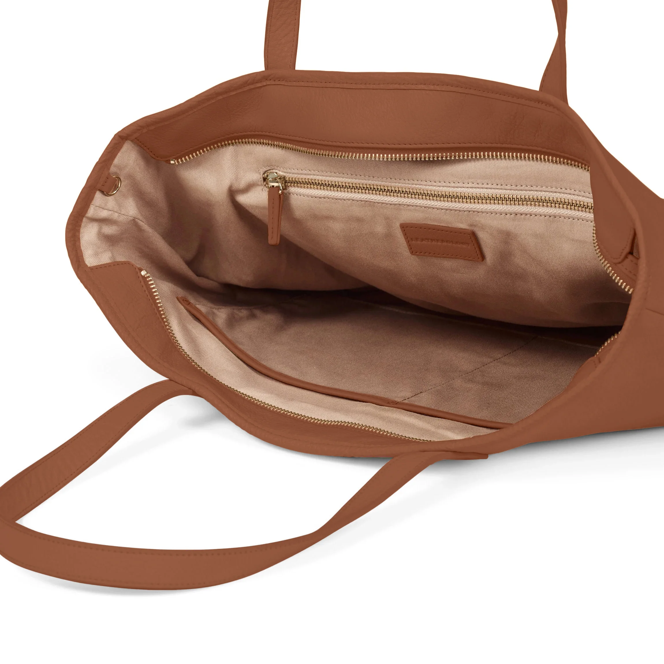 Large Zippered Downtown Tote Saddle Brown - Image 4