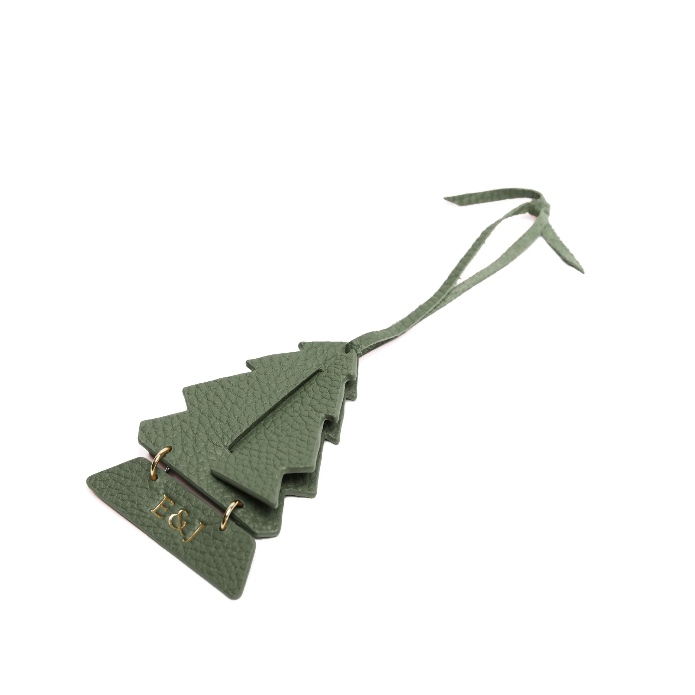Leather Christmas Tree Ornament Moss - Image 3