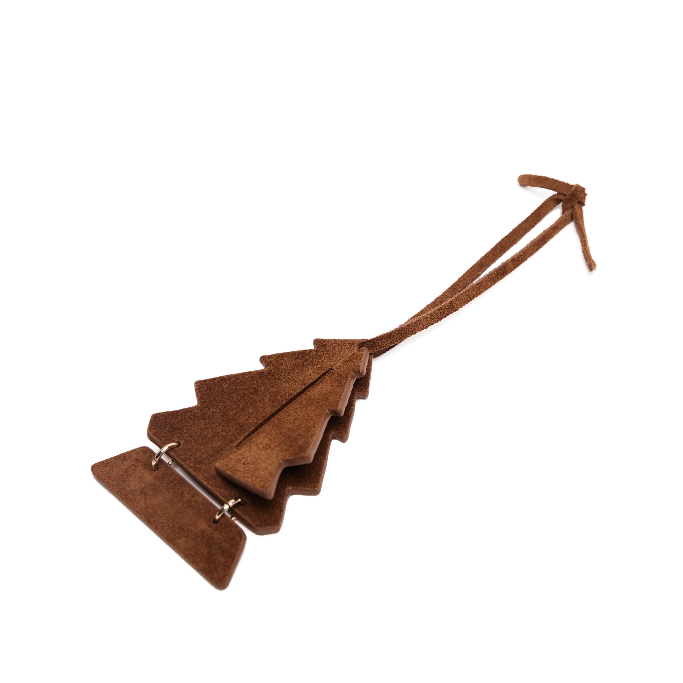 Leather Christmas Tree Ornament Russet Suede - Image 3