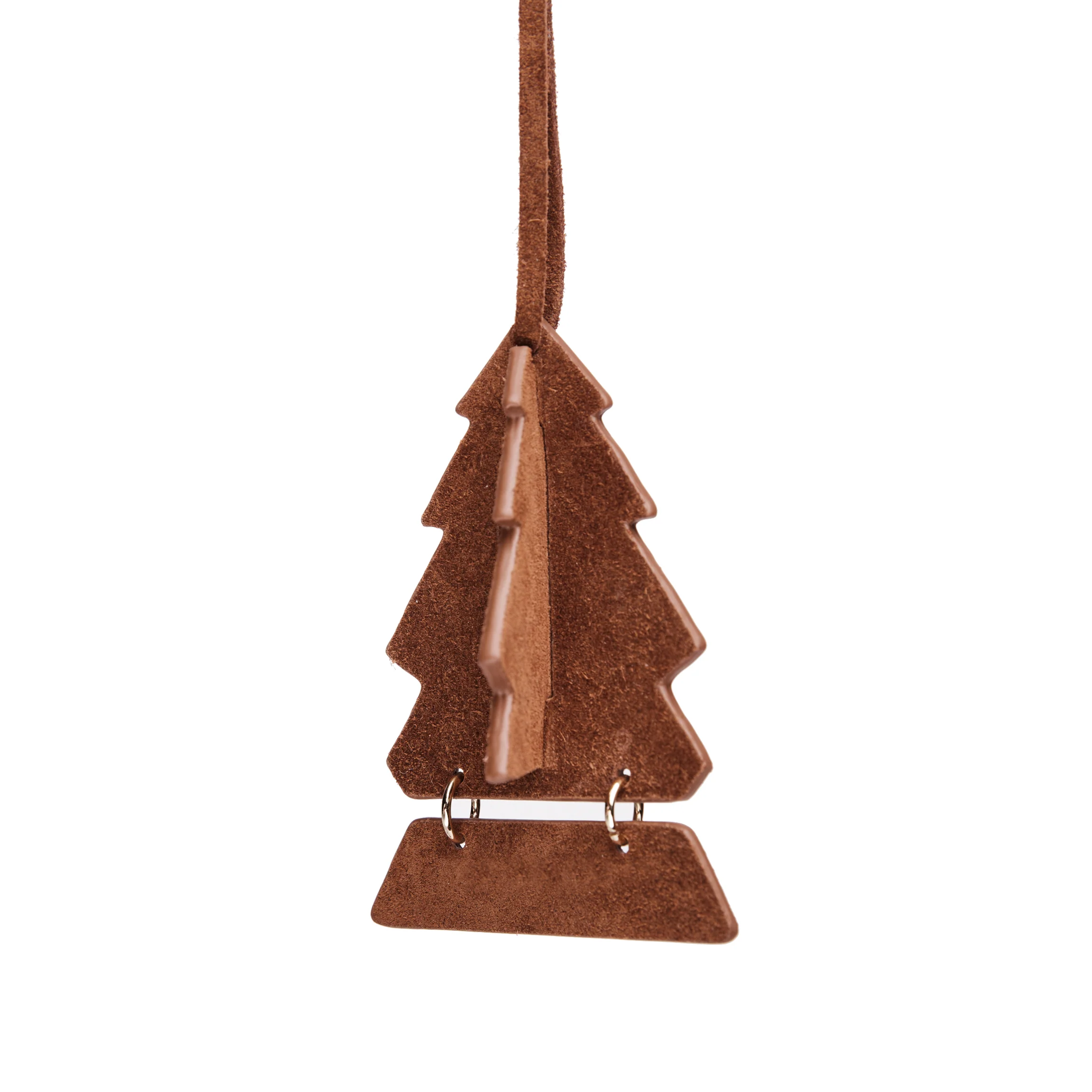 Leather Christmas Tree Ornament Russet Suede - Image 4
