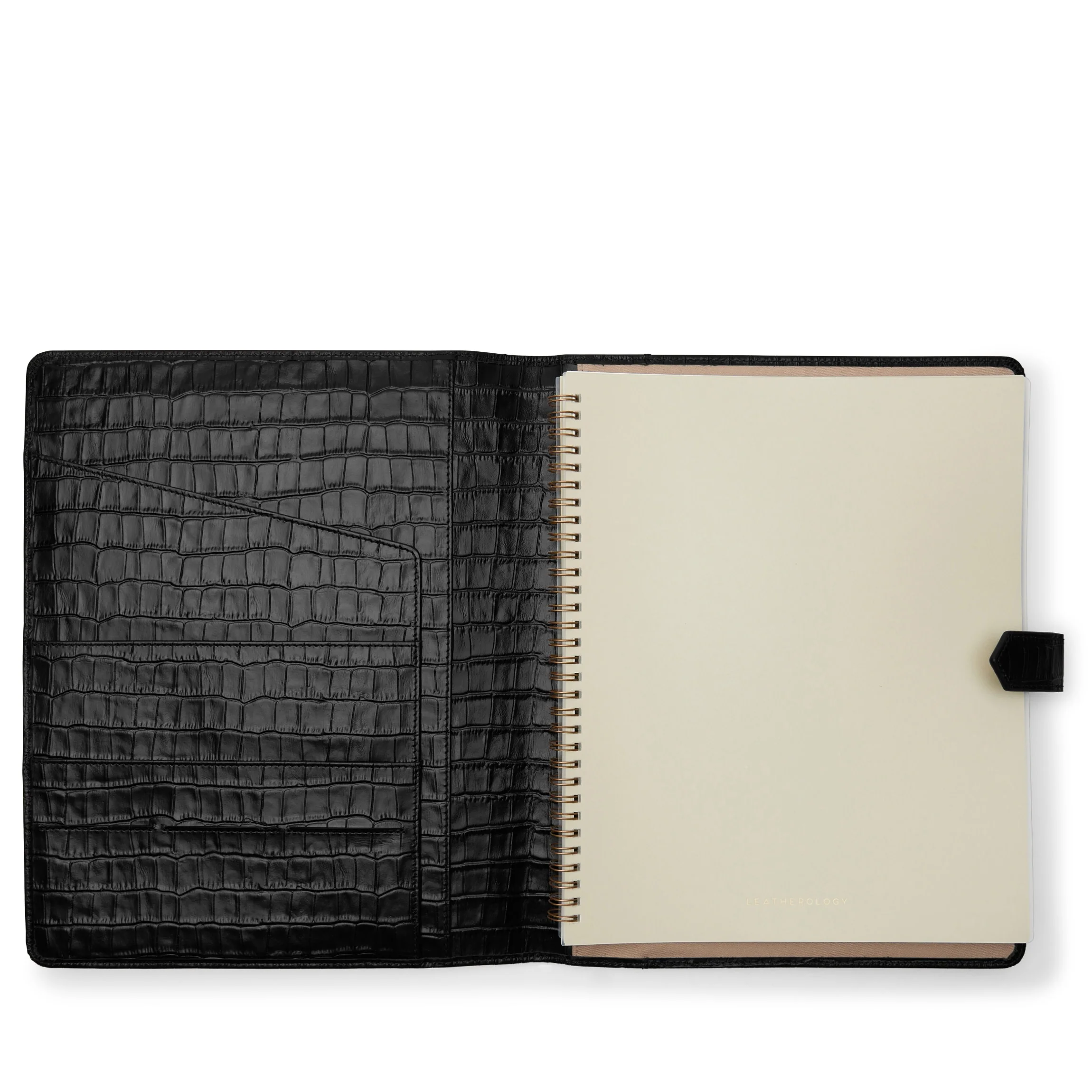 Letter Snap Spiral Journal Black Croc