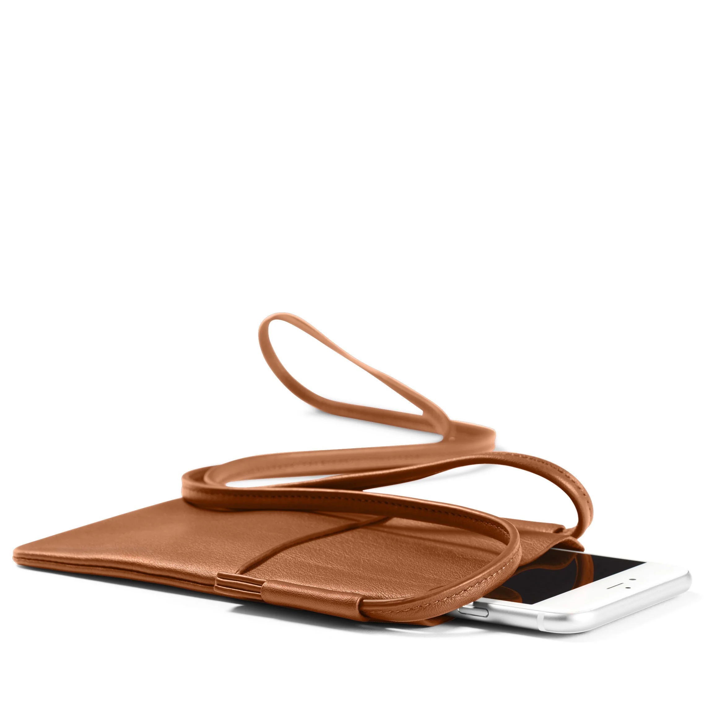 Long Crossbody Phone Pocket Cognac - Image 3