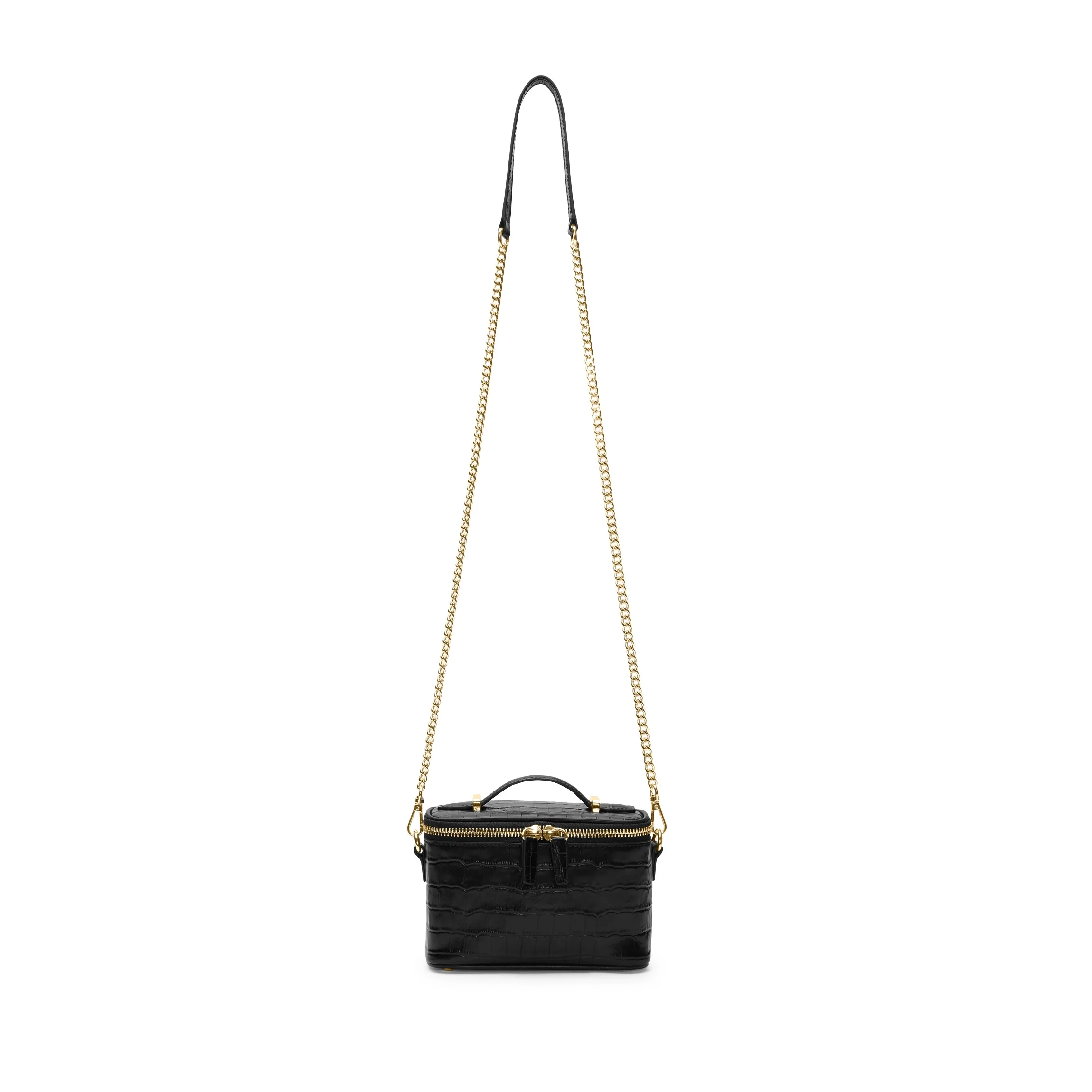 Maddie Micro Train Case Crossbody Black Croc - Image 4
