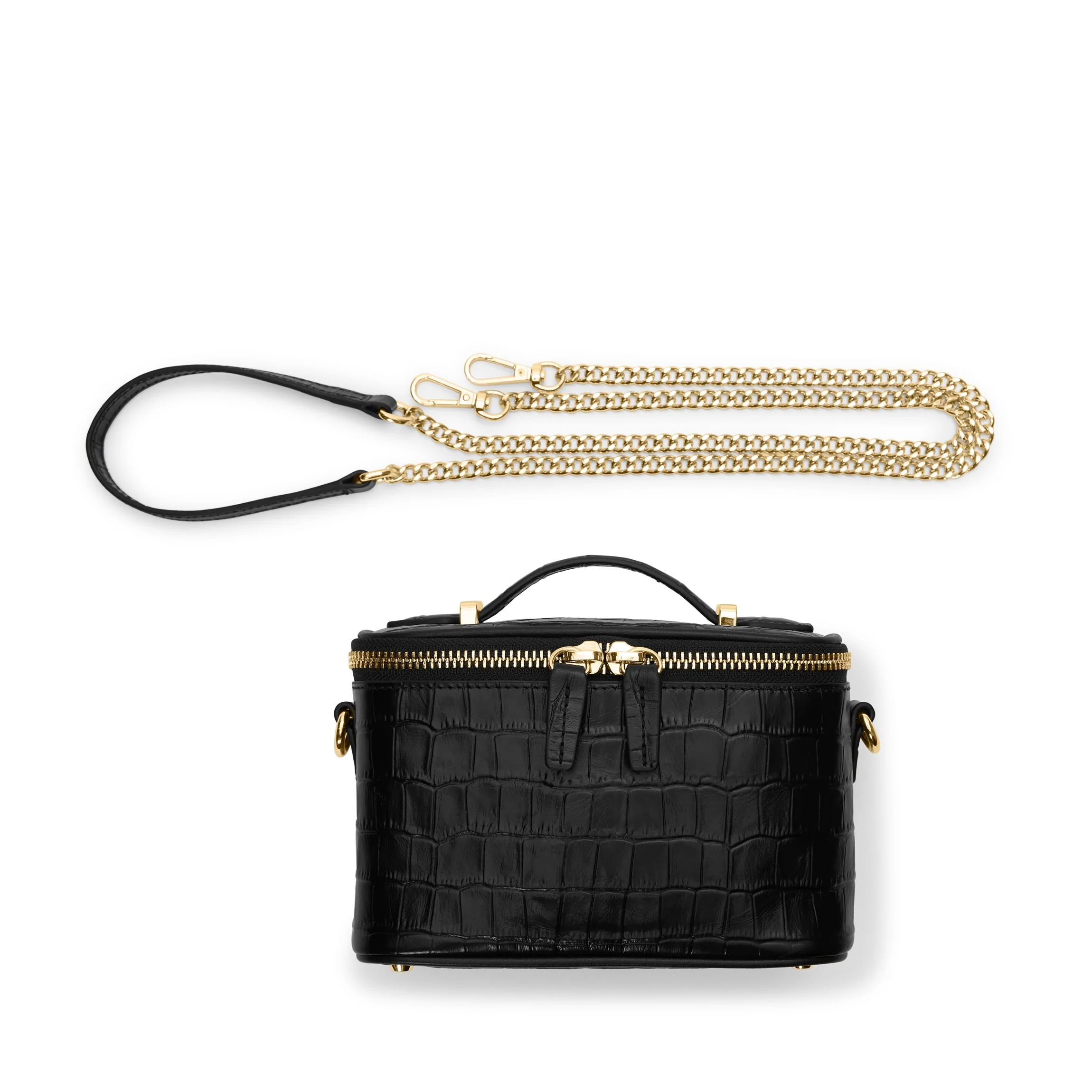 Maddie Micro Train Case Crossbody Black Croc - Image 7