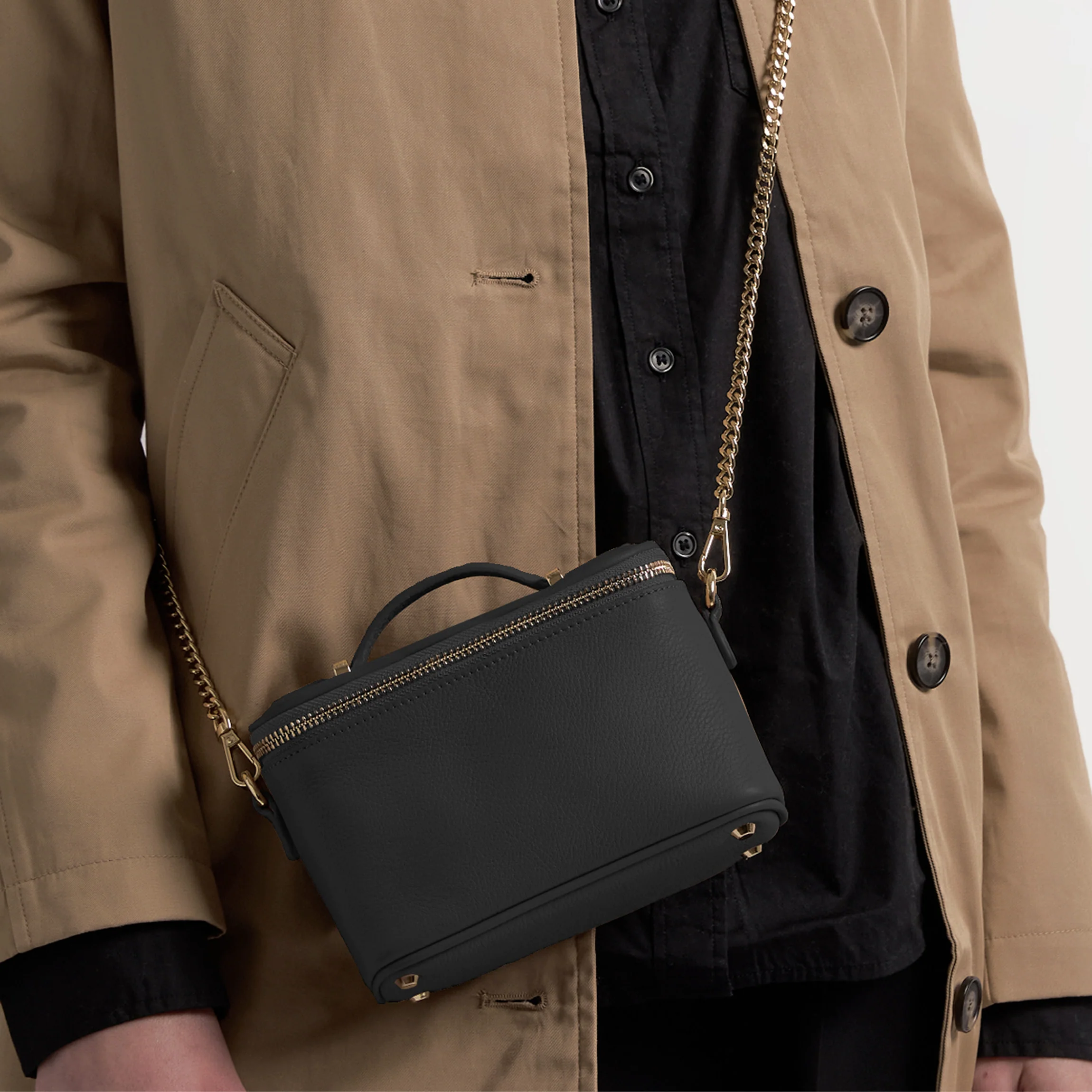Maddie Micro Train Case Crossbody Black Pebble - Image 2
