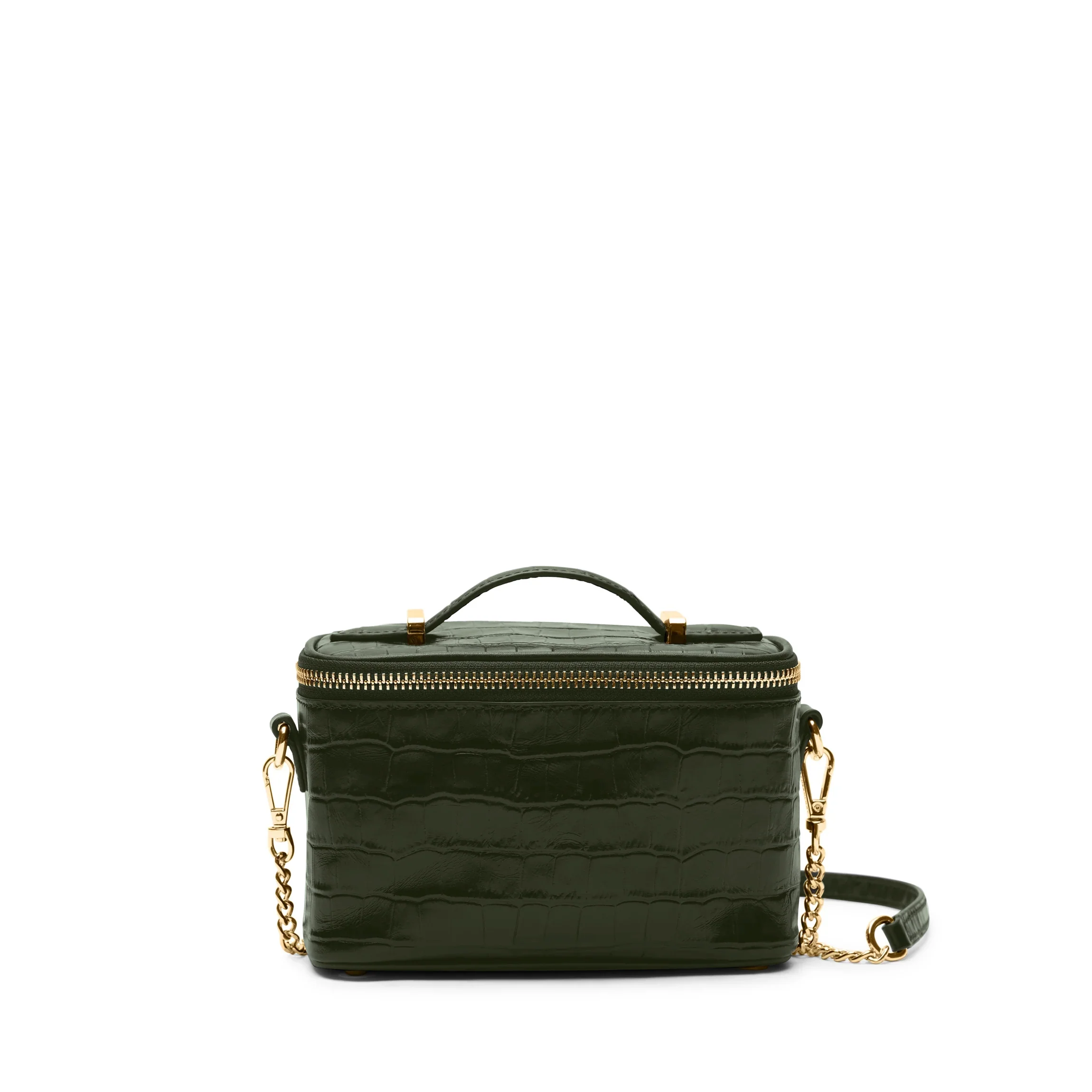 Maddie Micro Train Case Crossbody Forest Croc