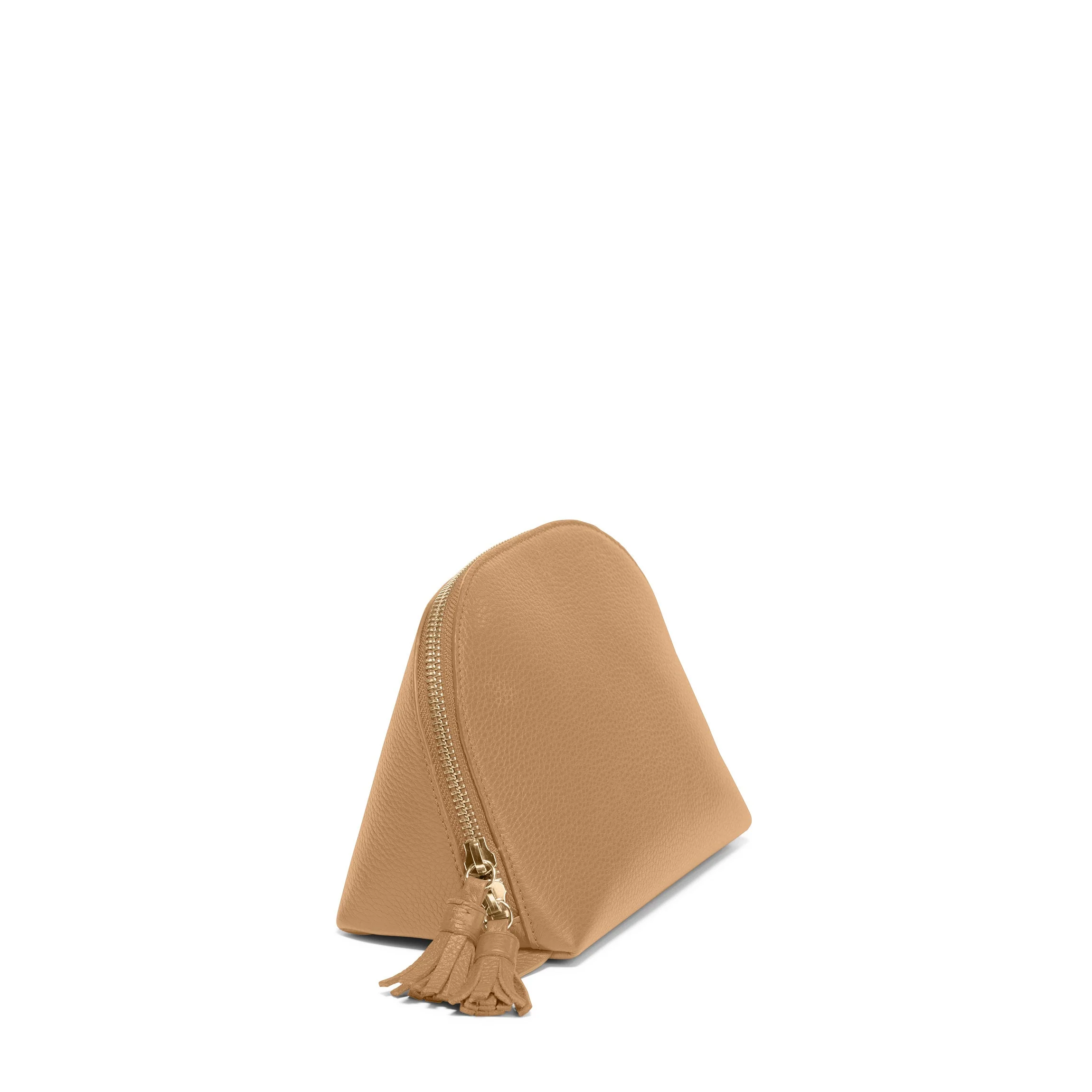 Medium Clamshell Makeup Bag Camel - Image 2