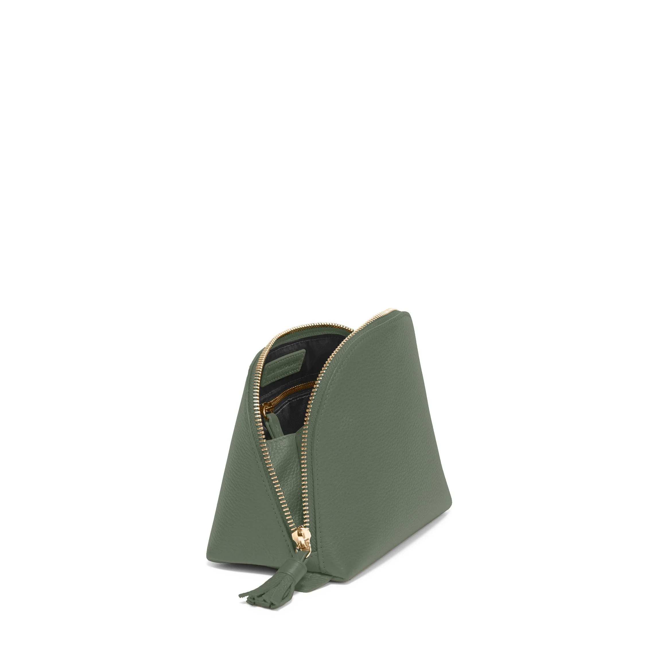 Medium Clamshell Makeup Bag Moss - Image 3