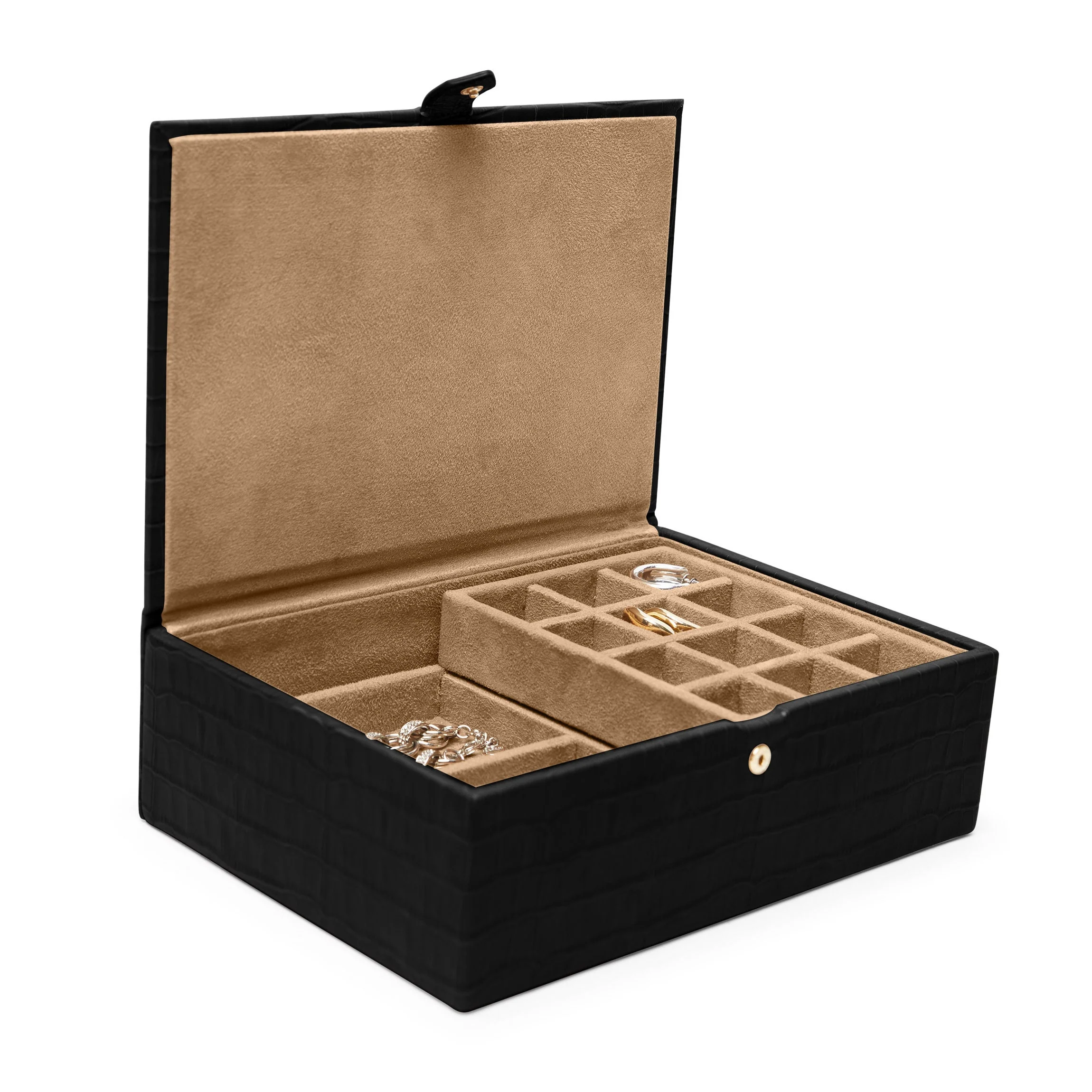 Medium Jewelry Box Black Croc - Image 2