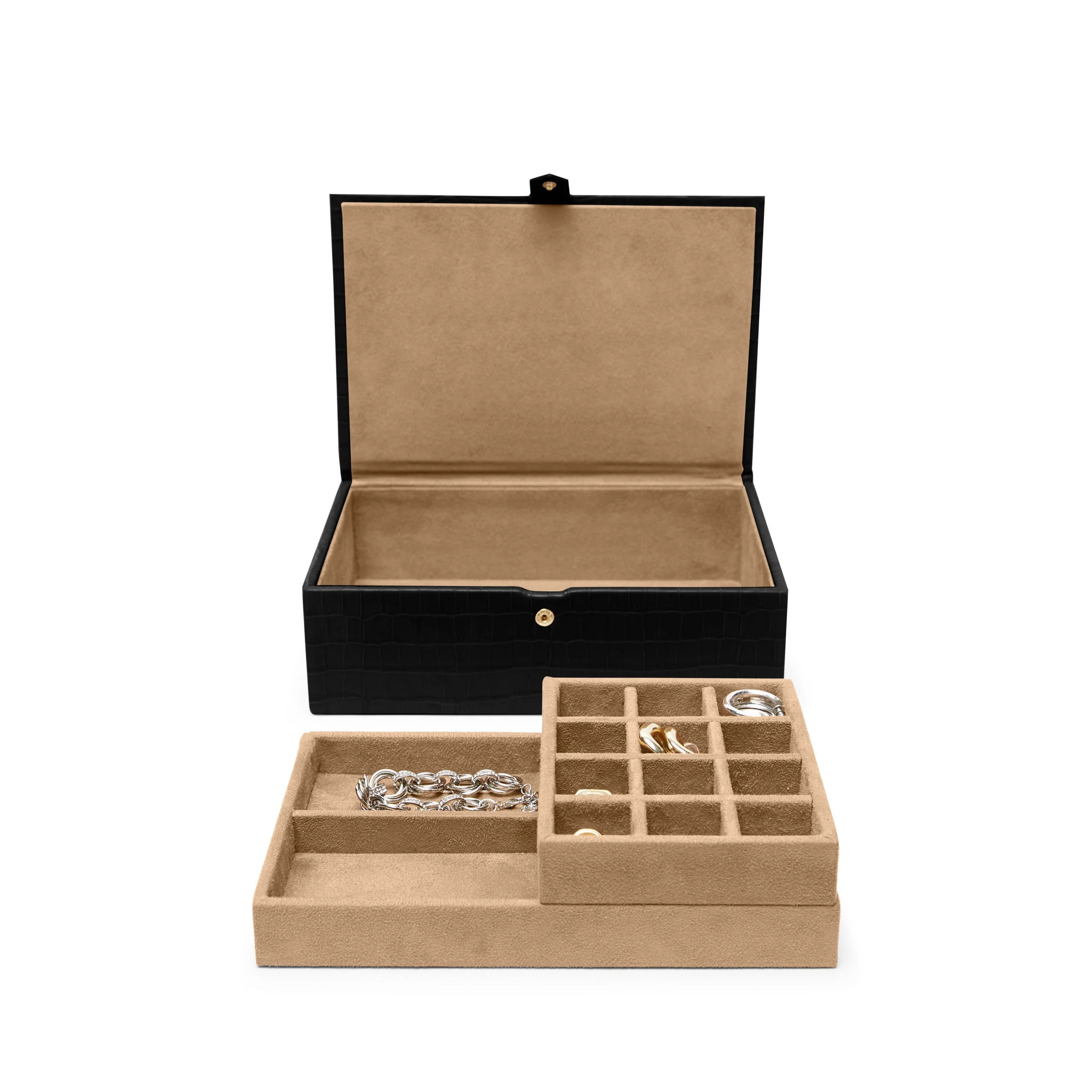 Medium Jewelry Box Black Croc - Image 3