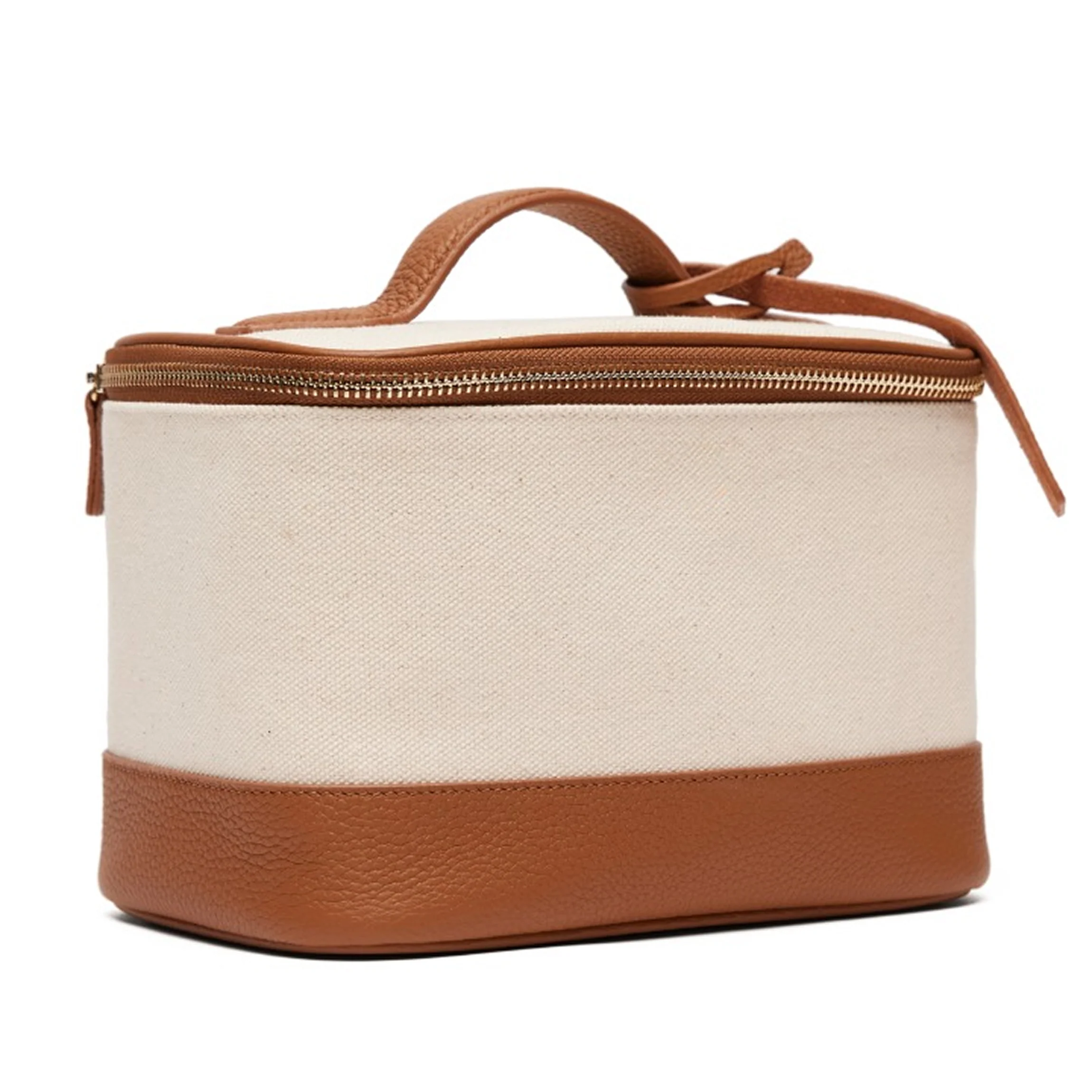 Medium Train Case Natural Canvas/Saddle Brown - Image 3