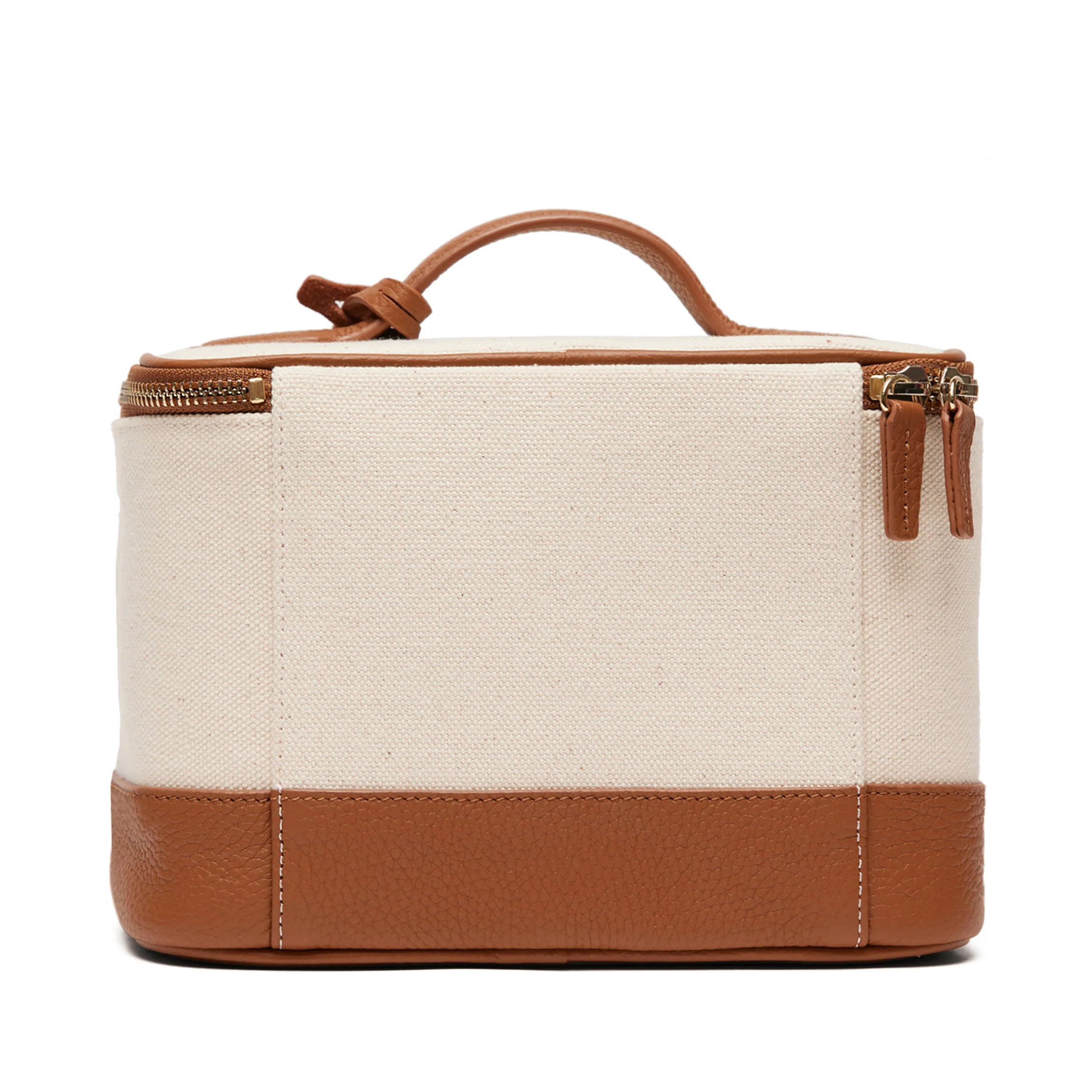 Medium Train Case Natural Canvas/Saddle Brown - Image 5