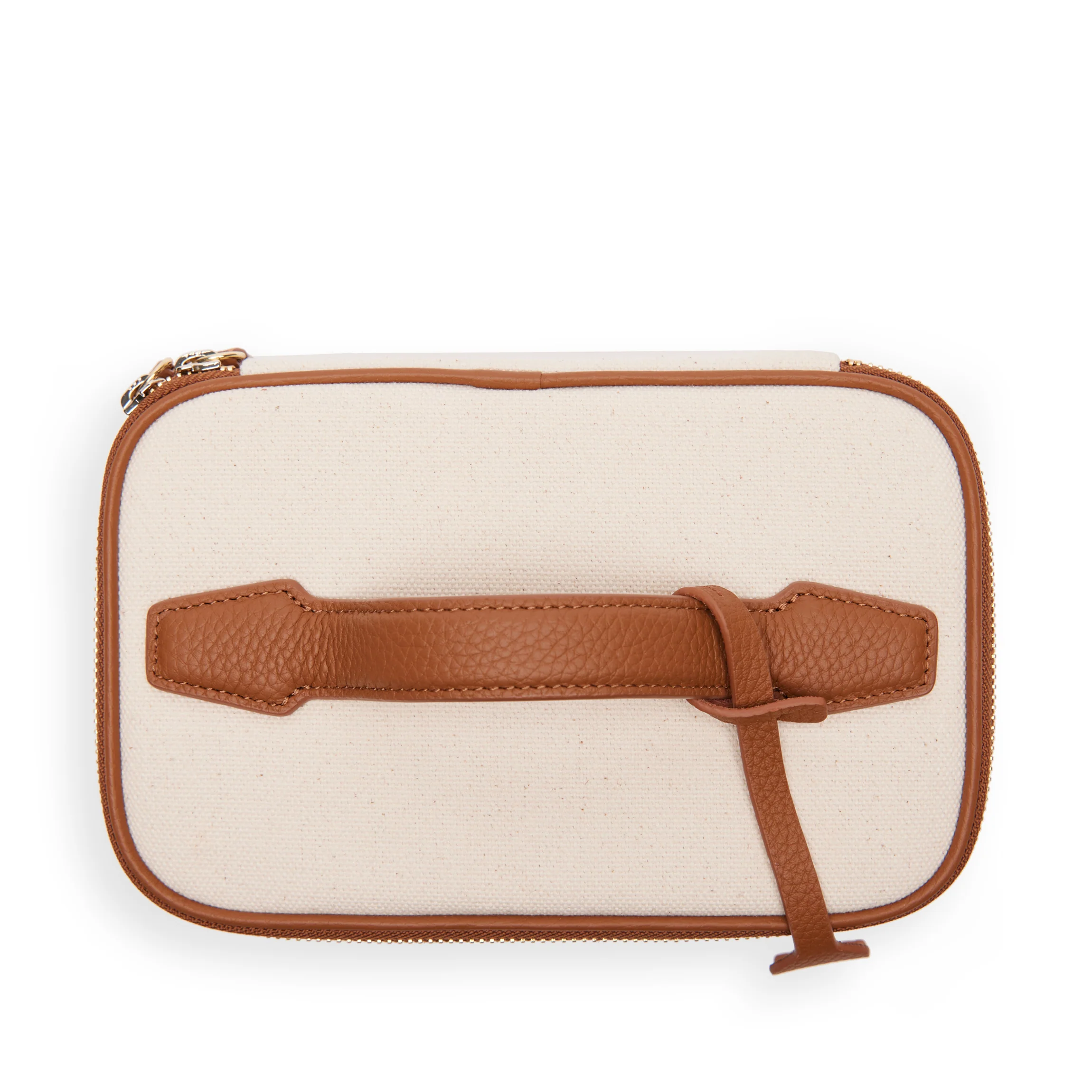 Medium Train Case Natural Canvas/Saddle Brown - Image 6