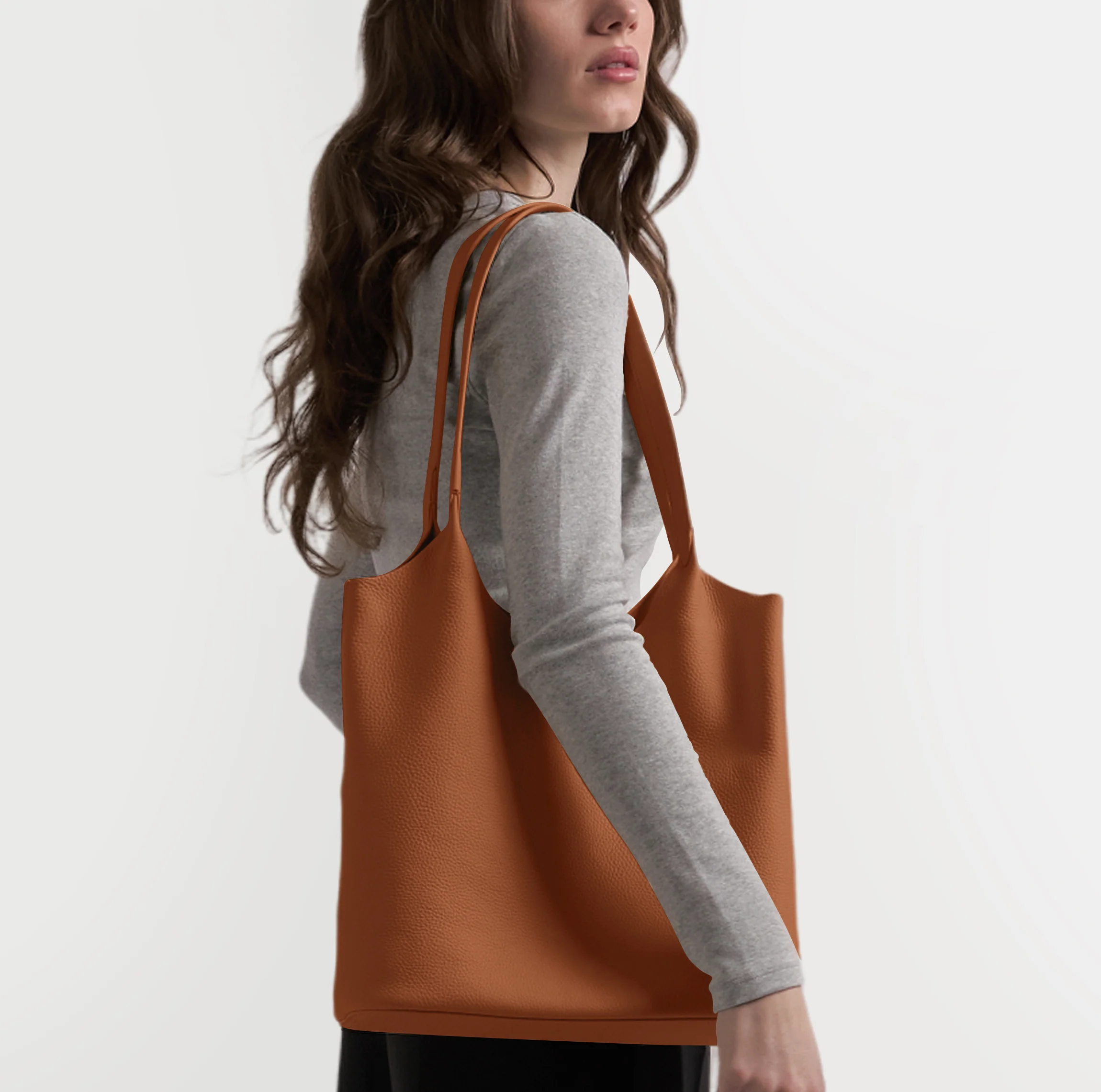 Mia Large Shopper Tote Saddle Brown - Image 2