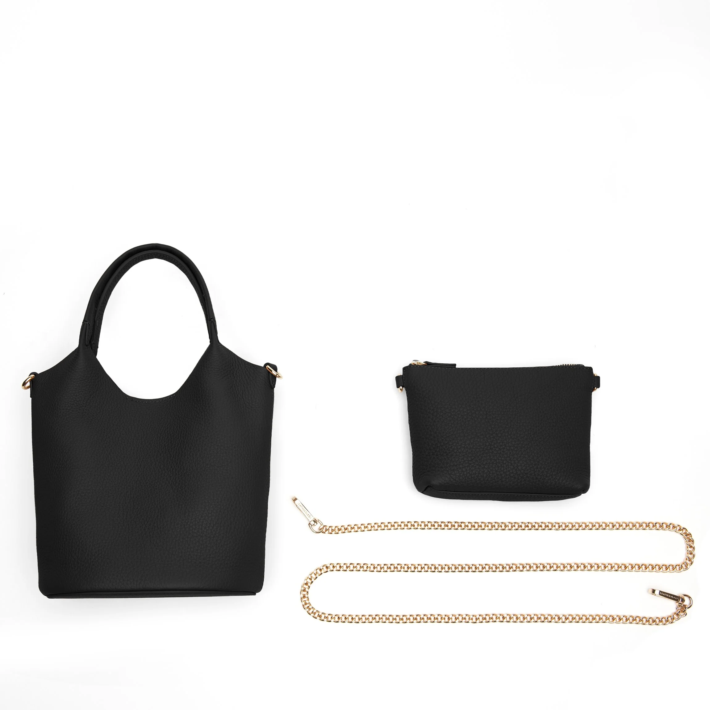 Mia Small Bucket Tote Black Pebble - Image 11