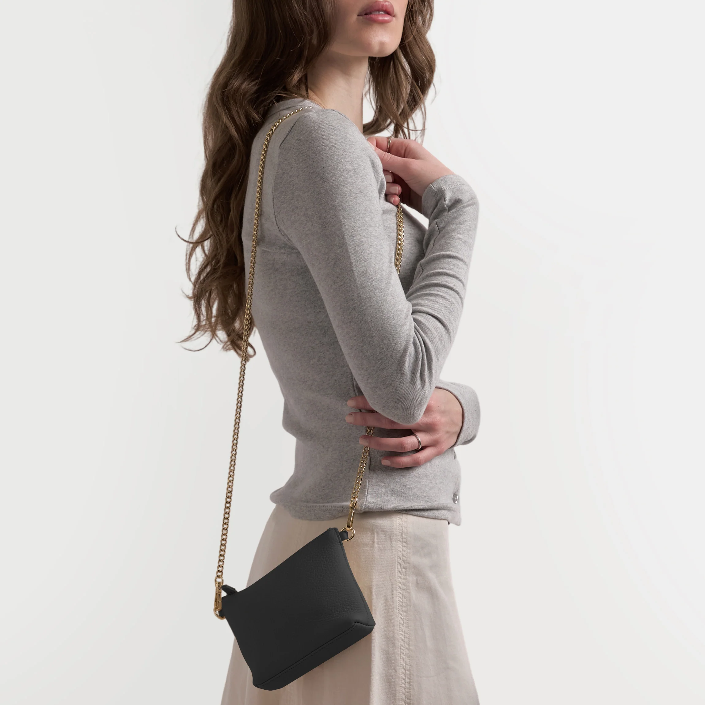 Mia Small Bucket Tote Black Pebble - Image 4