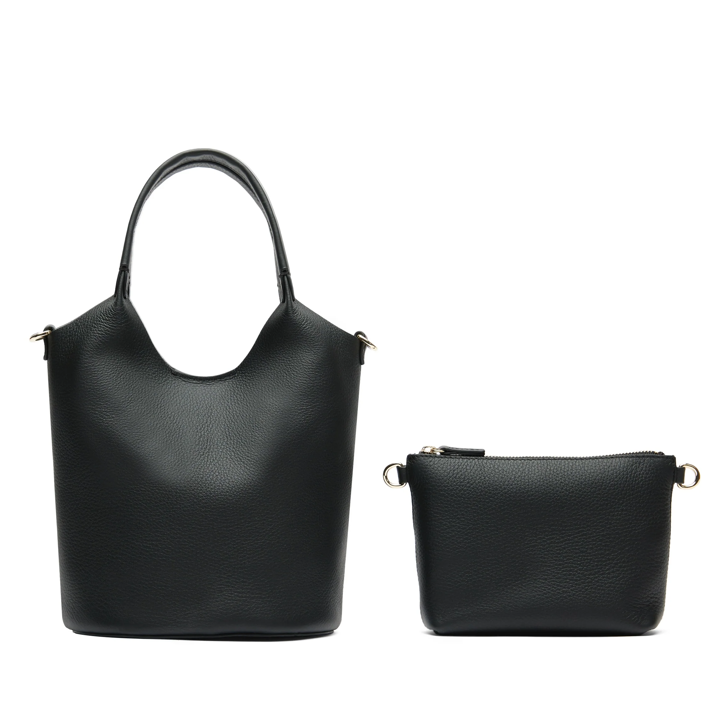 Mia Small Bucket Tote Black Pebble - Image 7