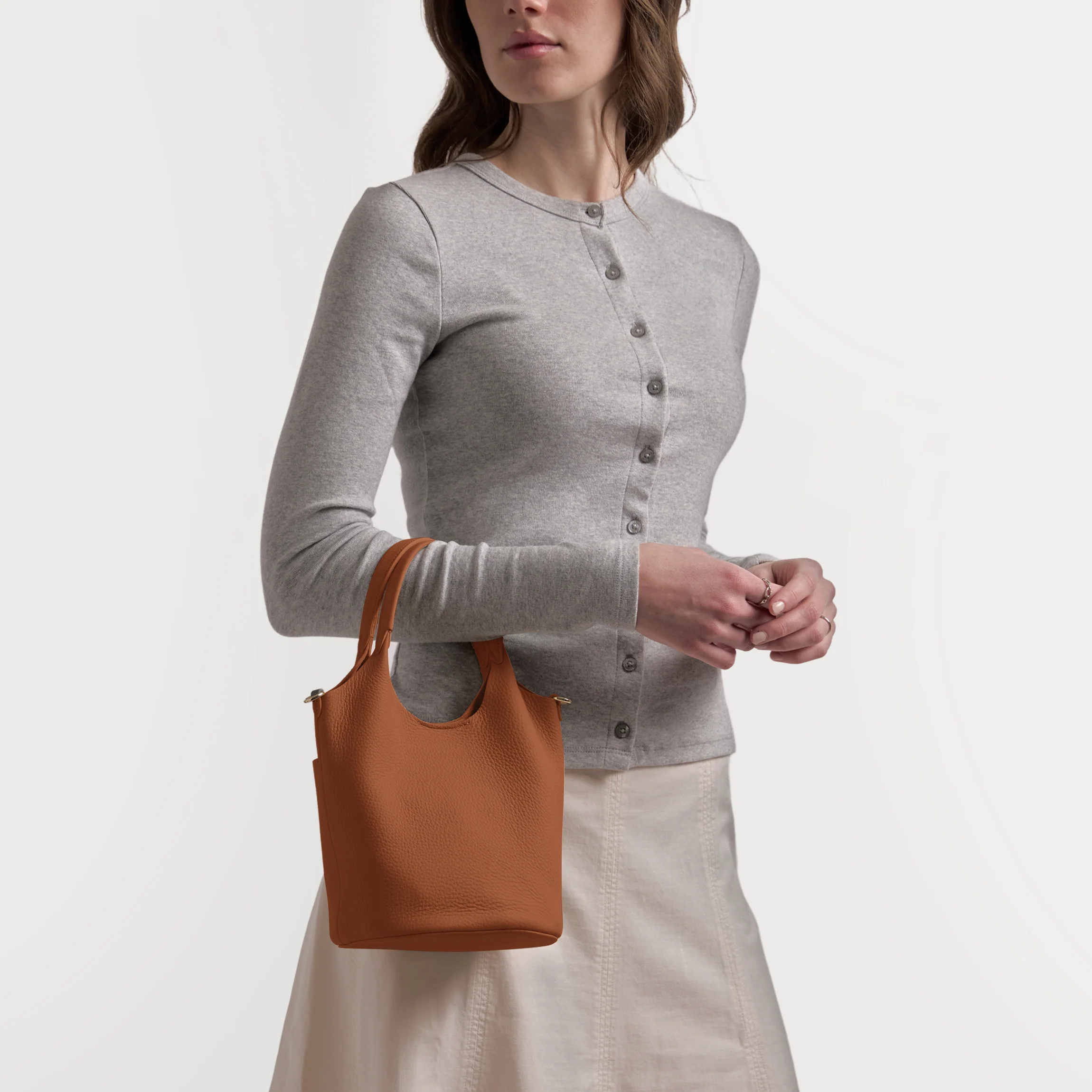 Mia Small Bucket Tote Saddle Brown - Image 3