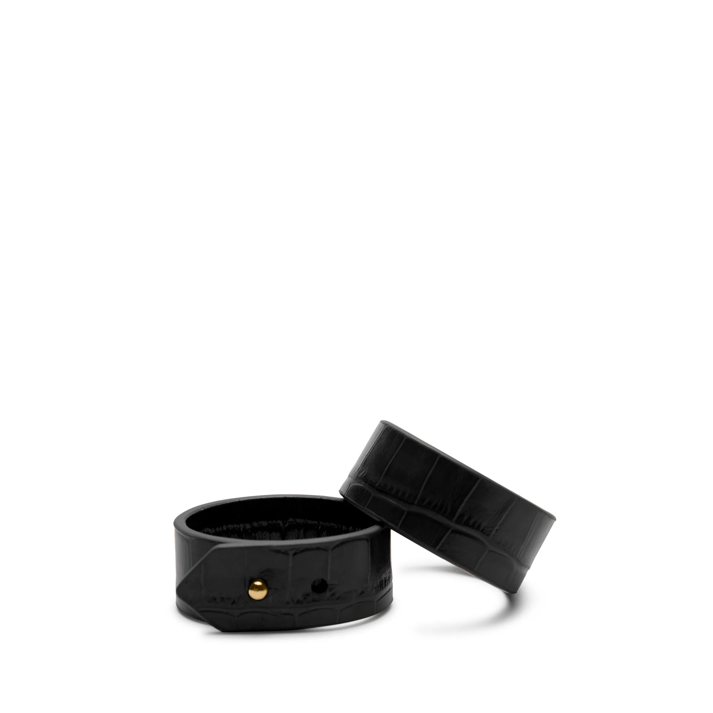 Modern Napkin Rings, Set of 2 Black Croc - Image 3