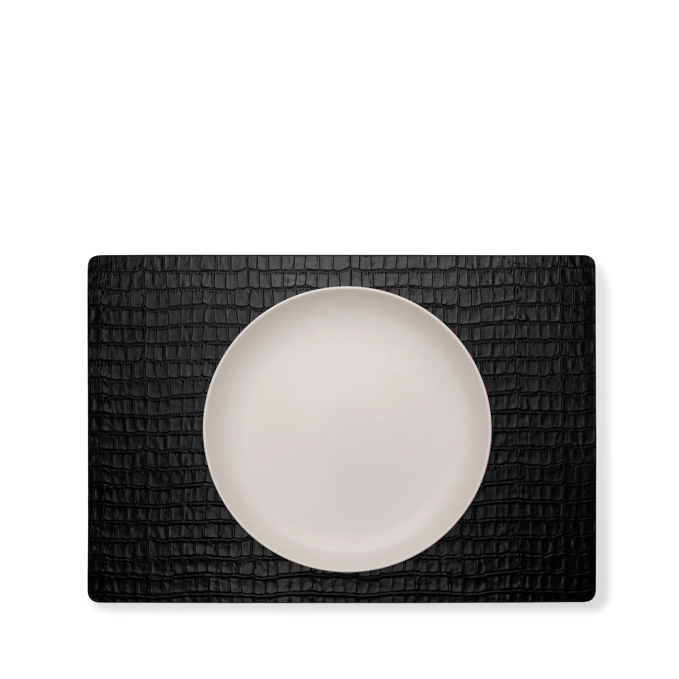 Modern Rectangle Placemats, Set of 2 Black Croc - Image 2