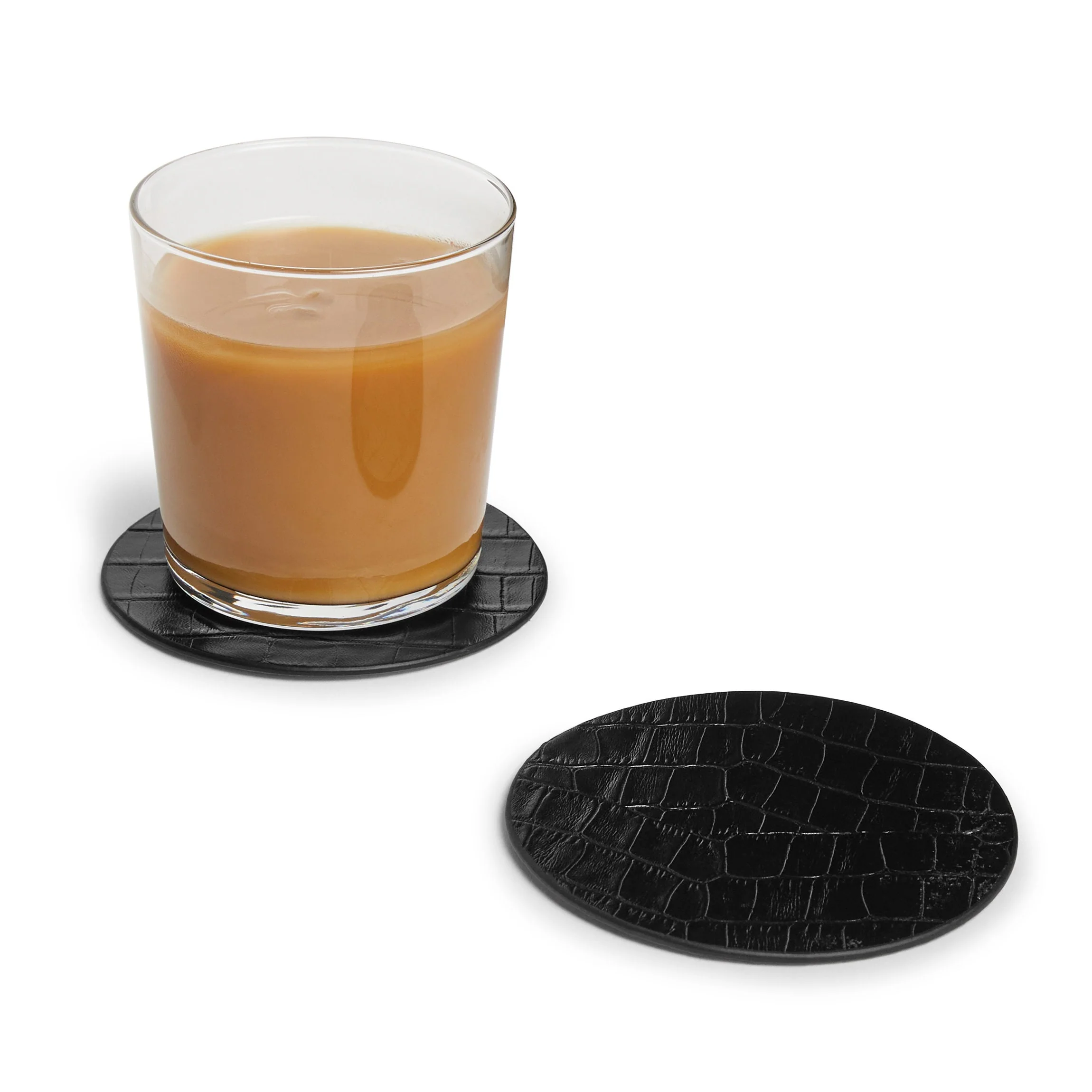 Modern Round Coaster Set Black Croc - Image 2