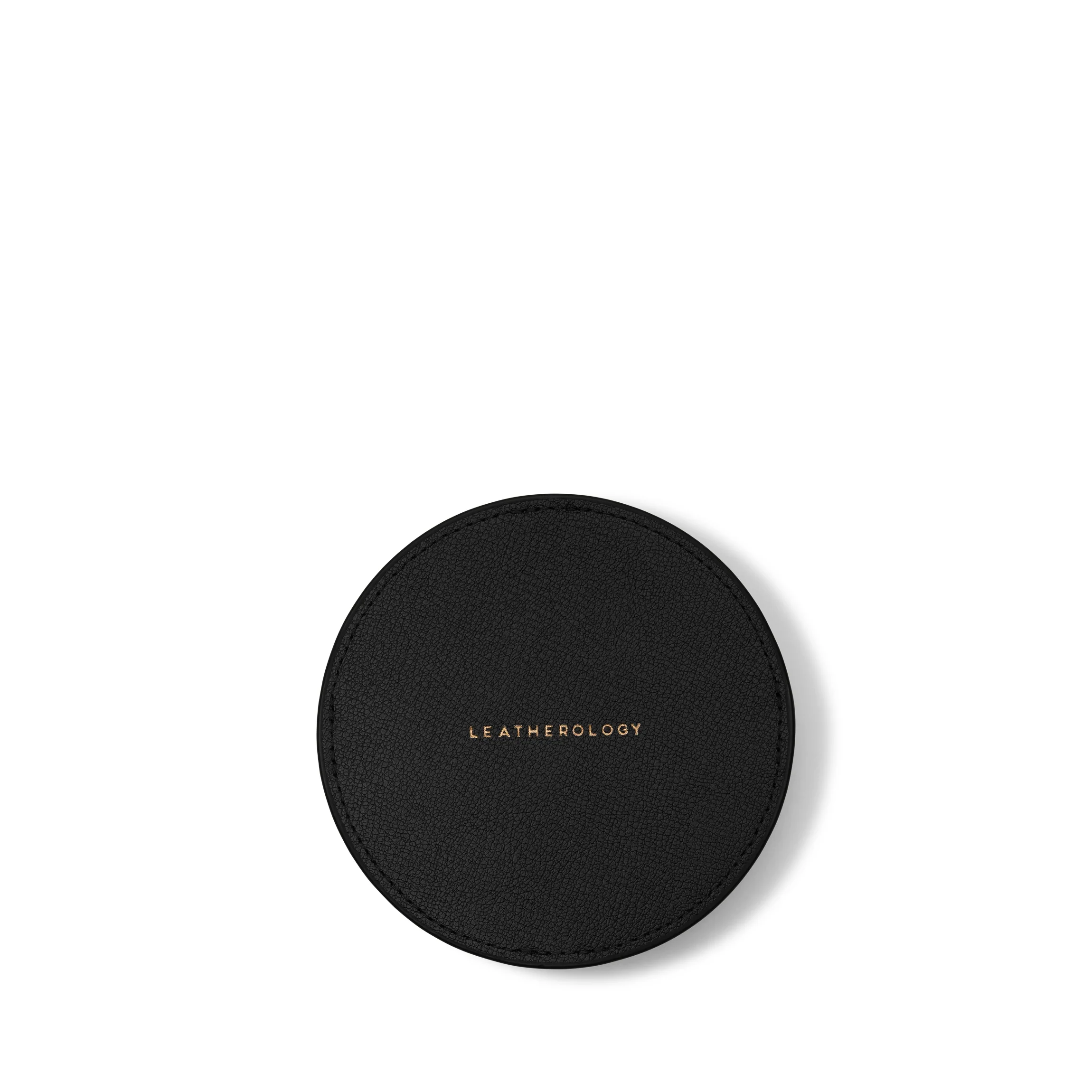 Modern Round Coasters and Holder, Set of 8 Black - Image 4