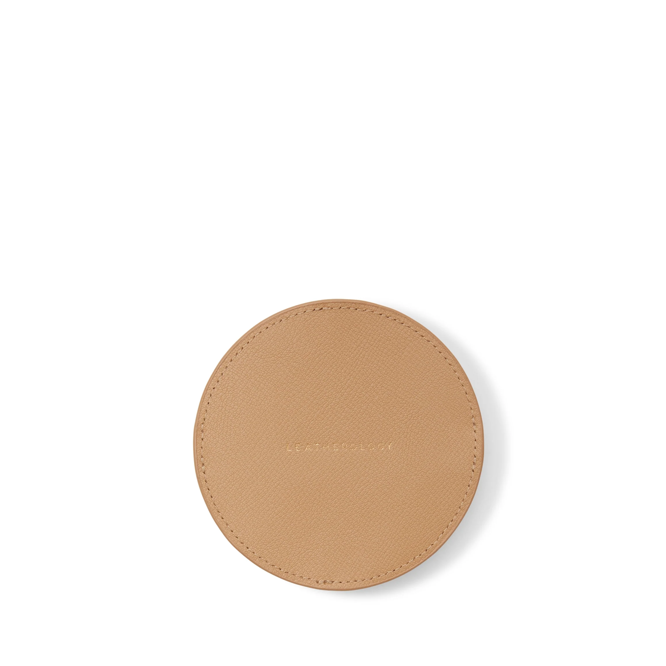 Modern Round Coasters and Holder, Set of 8 Tan - Image 4
