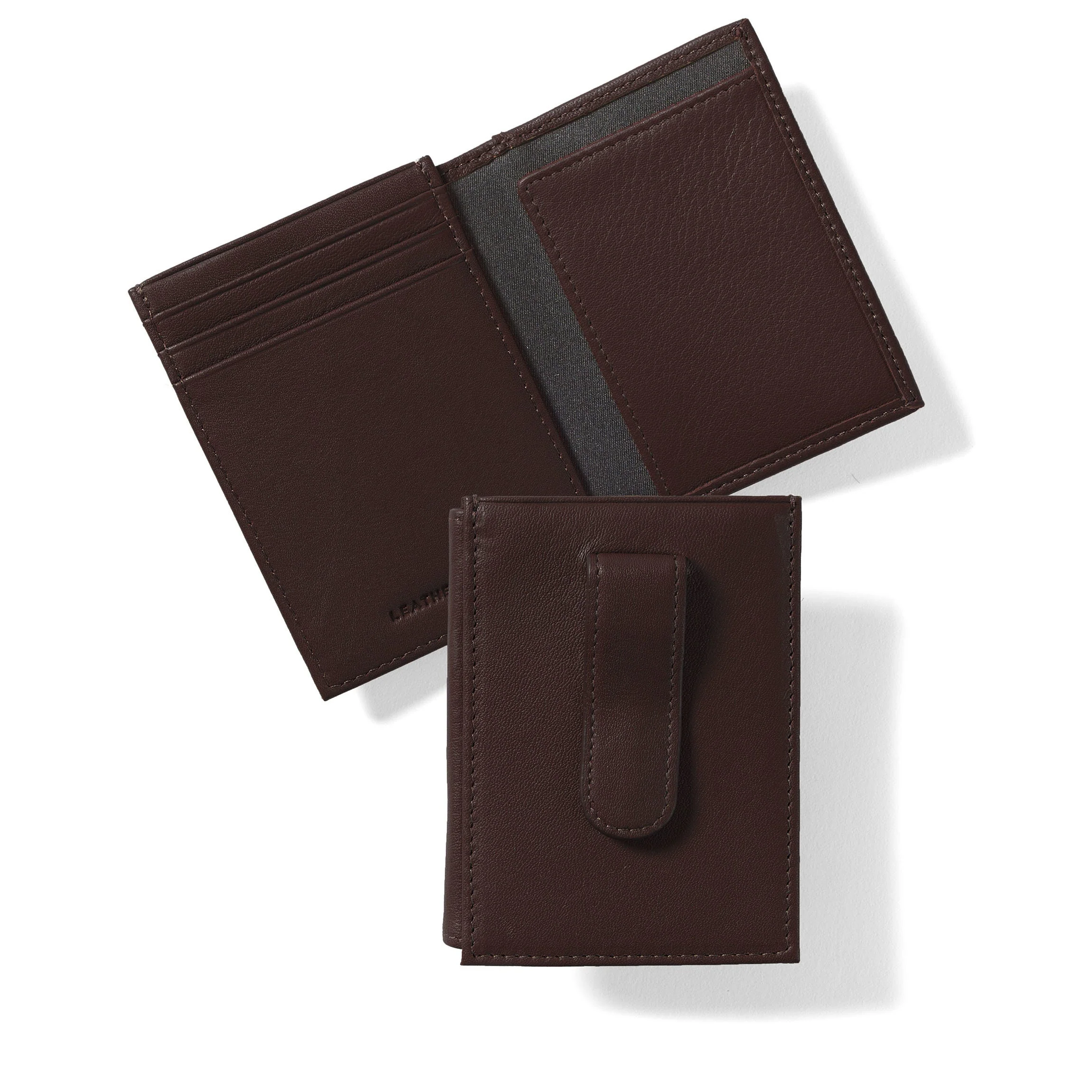 Money Clip Card Holder Brown