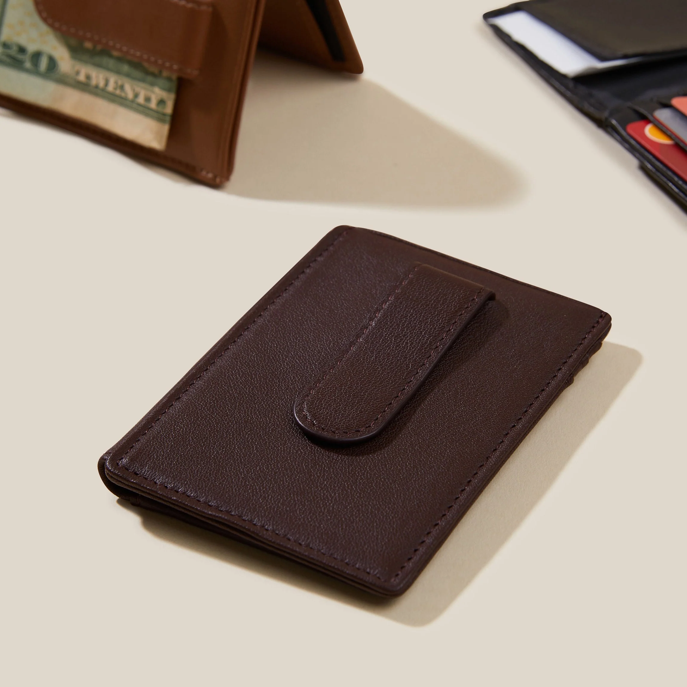 Money Clip Card Holder Brown - Image 3
