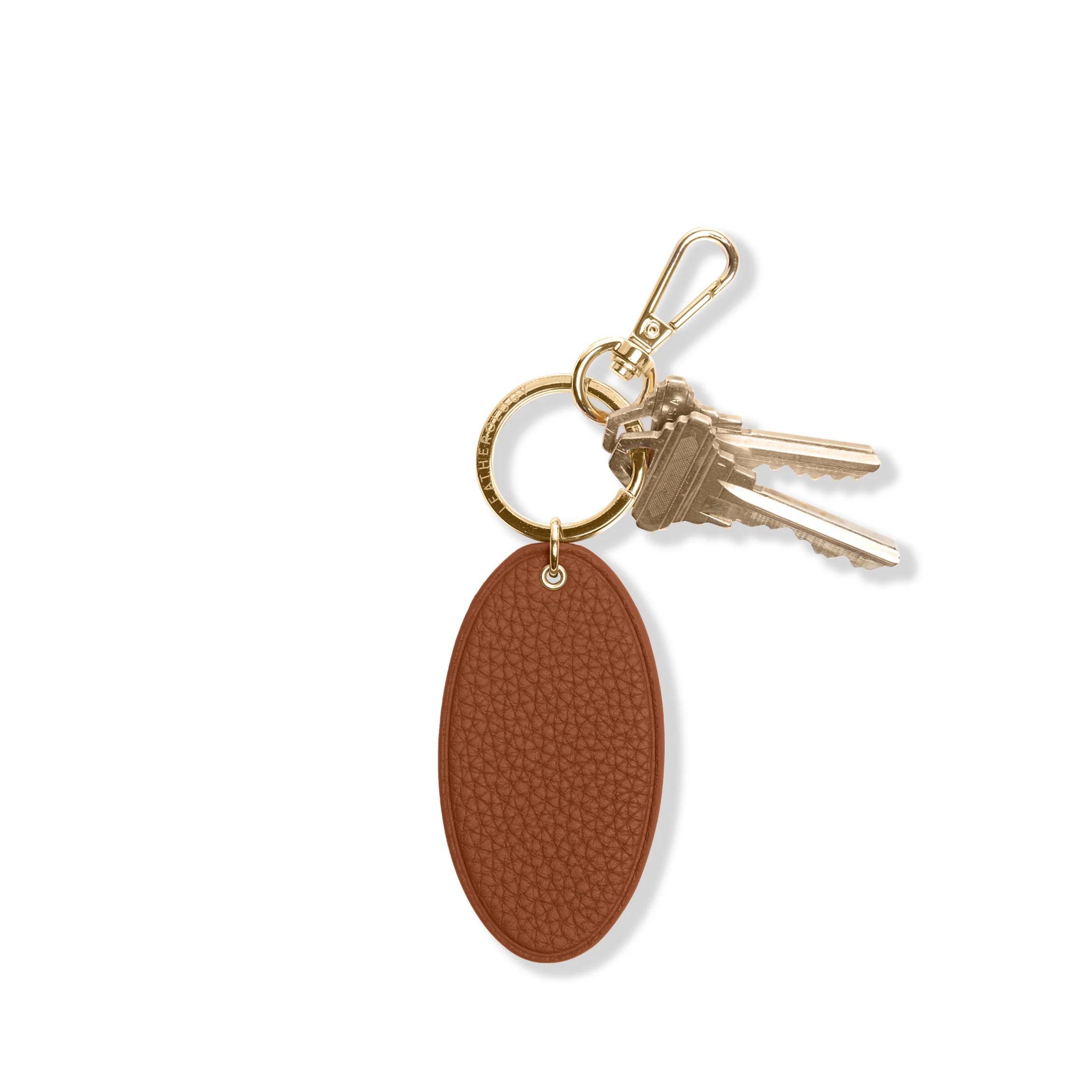 Oval Keychain Saddle Brown