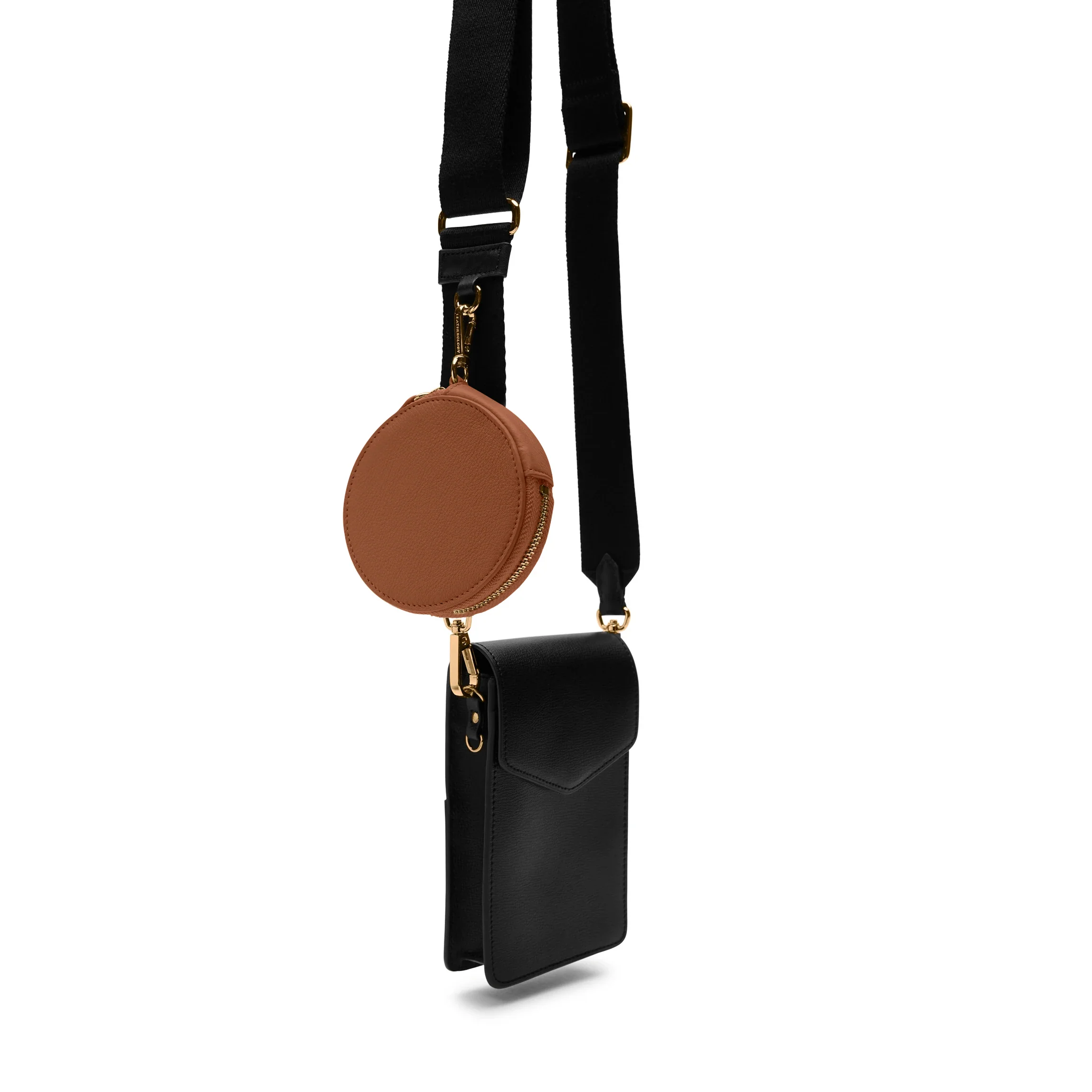 Portable Wristlet Round Pouch Saddle Brown - Image 5