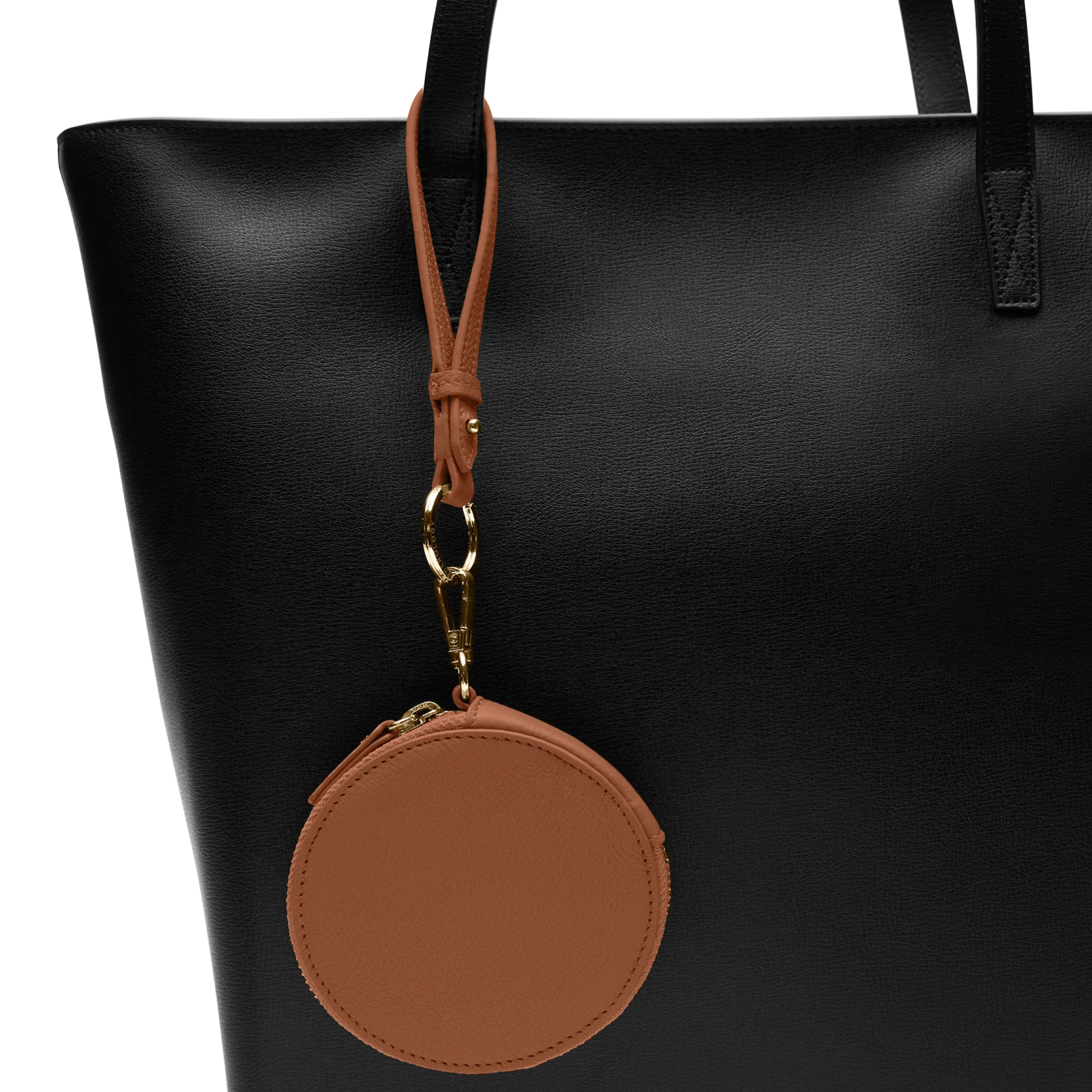 Portable Wristlet Round Pouch Saddle Brown - Image 7