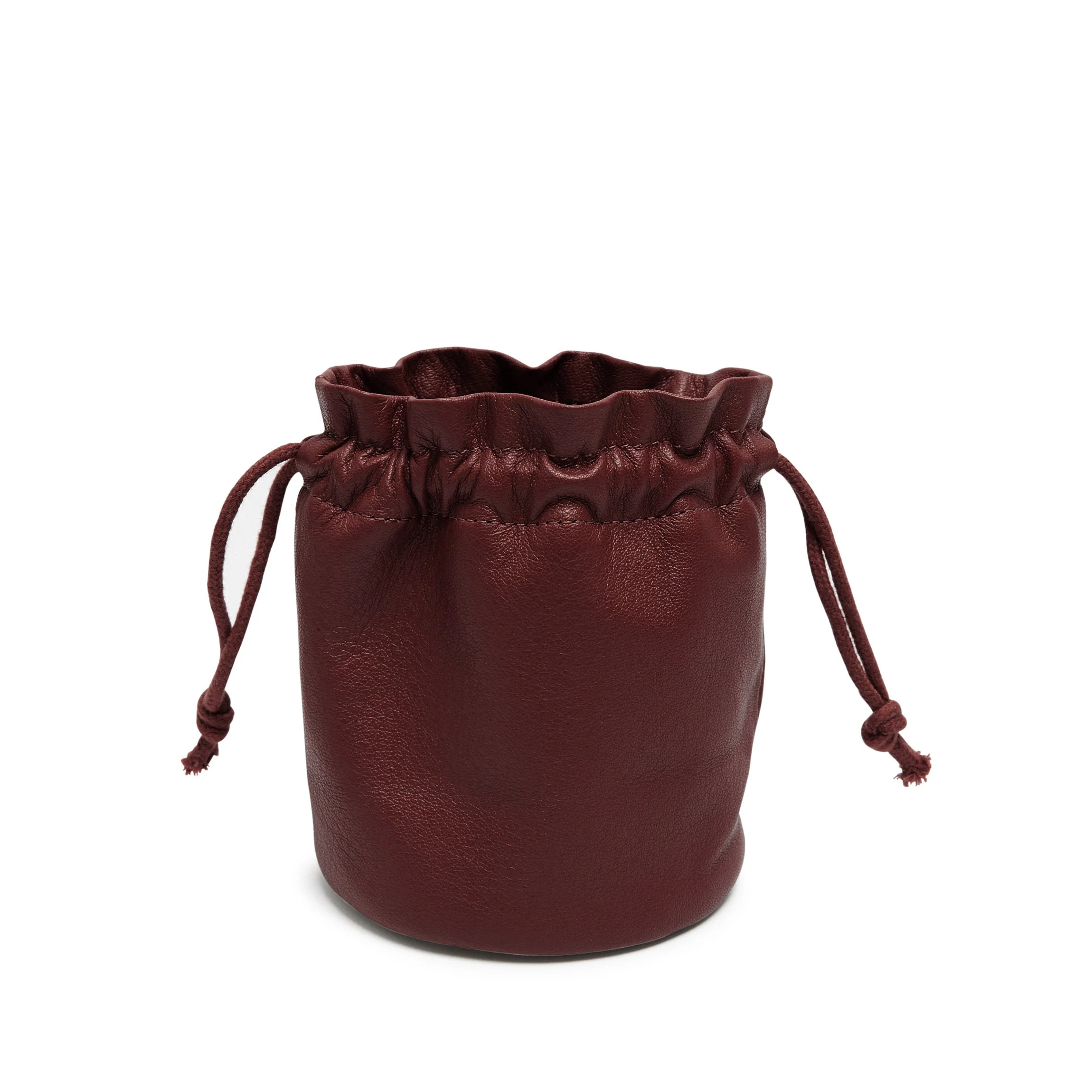 Round Drawstring Pouch Bordeaux - Image 4