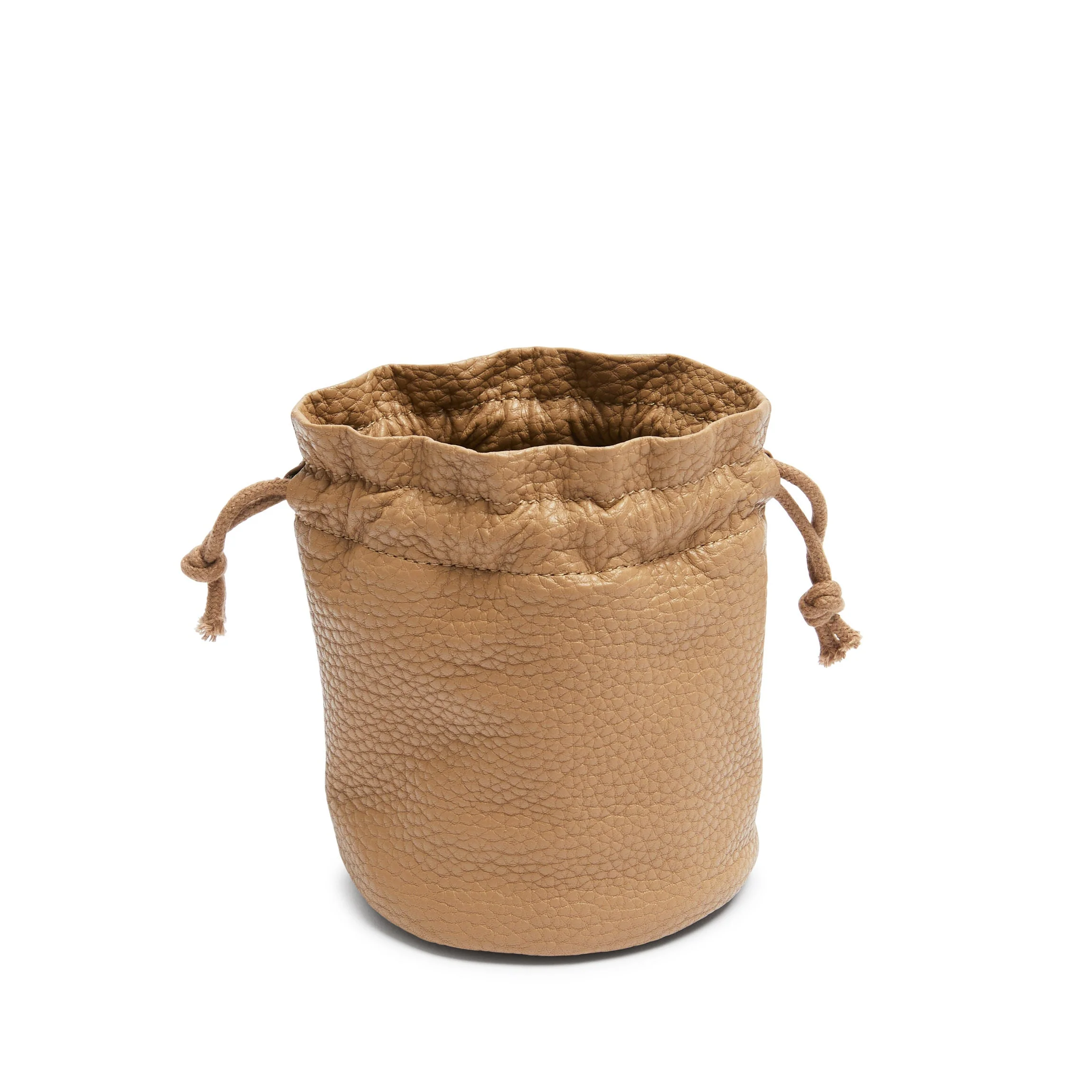 Round Drawstring Pouch Camel - Image 3