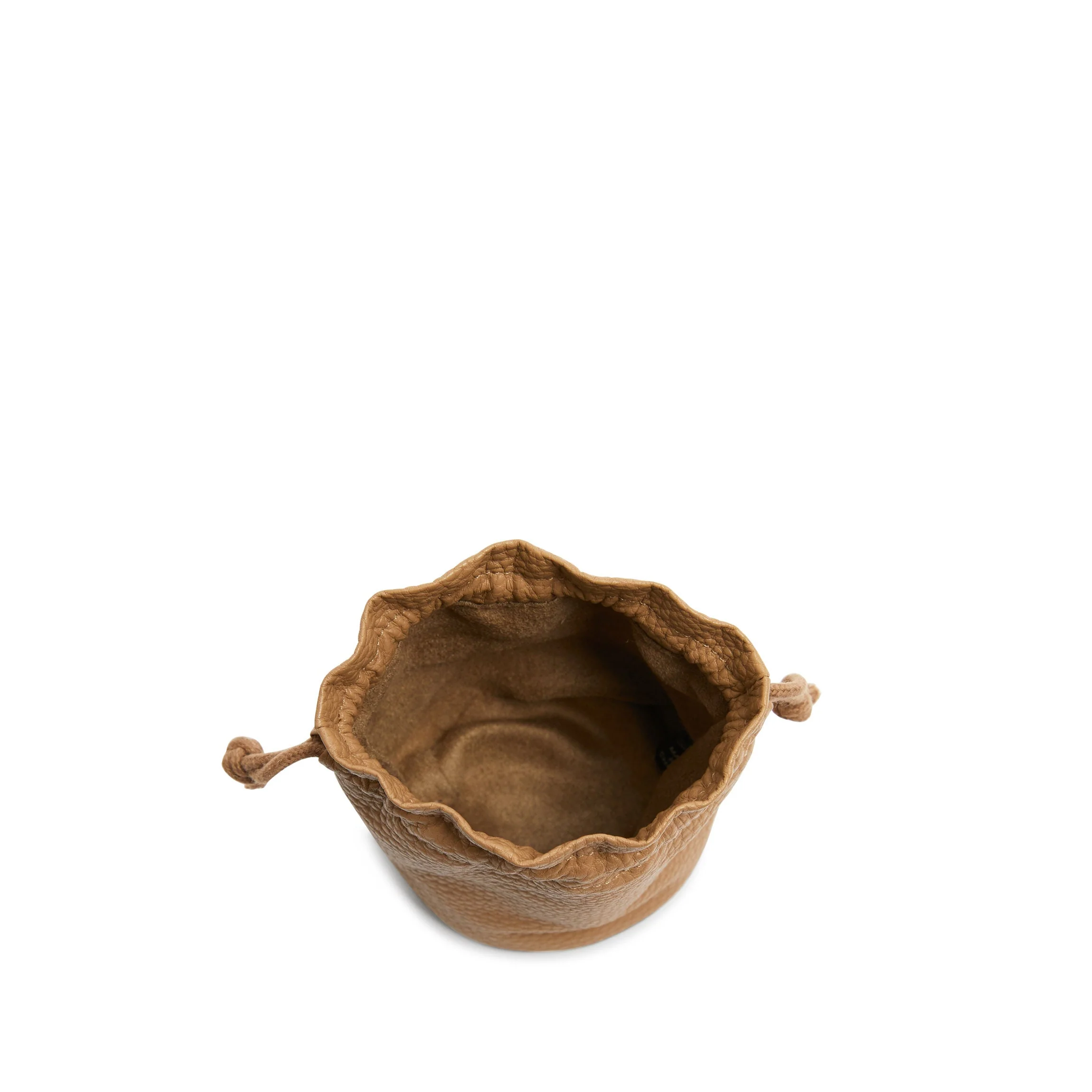 Round Drawstring Pouch Camel - Image 4
