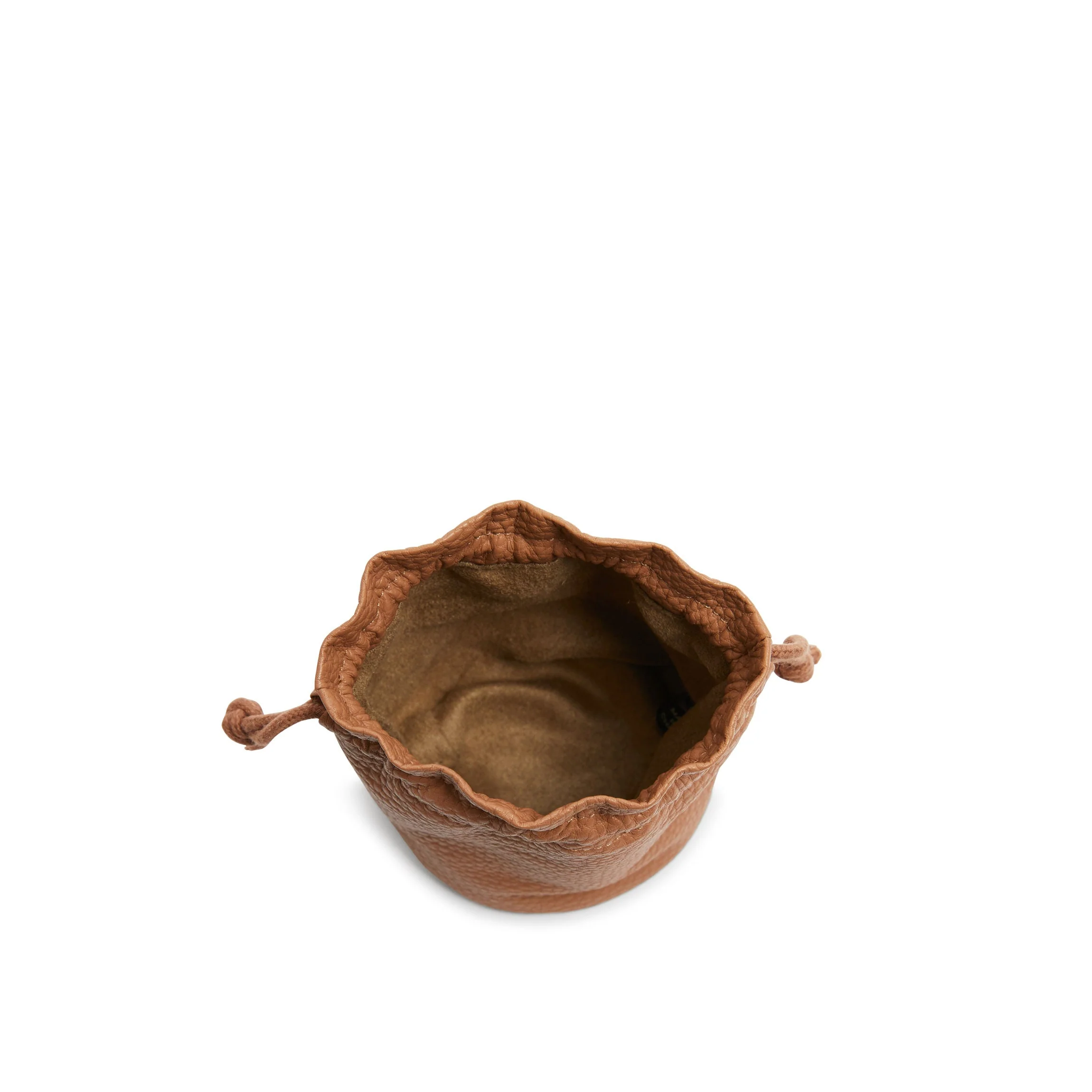 Round Drawstring Pouch Cognac - Image 5