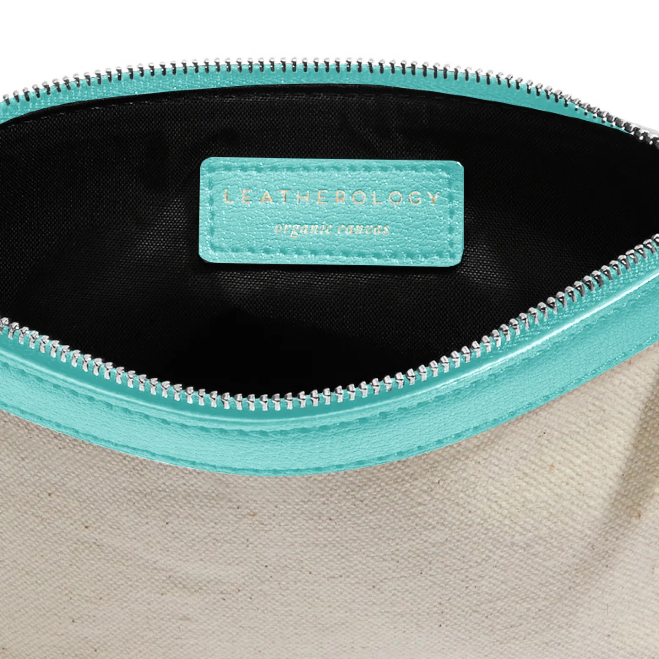 Medium Accessories Pouch in Canvas Natural Canvas/Celeste - Image 3