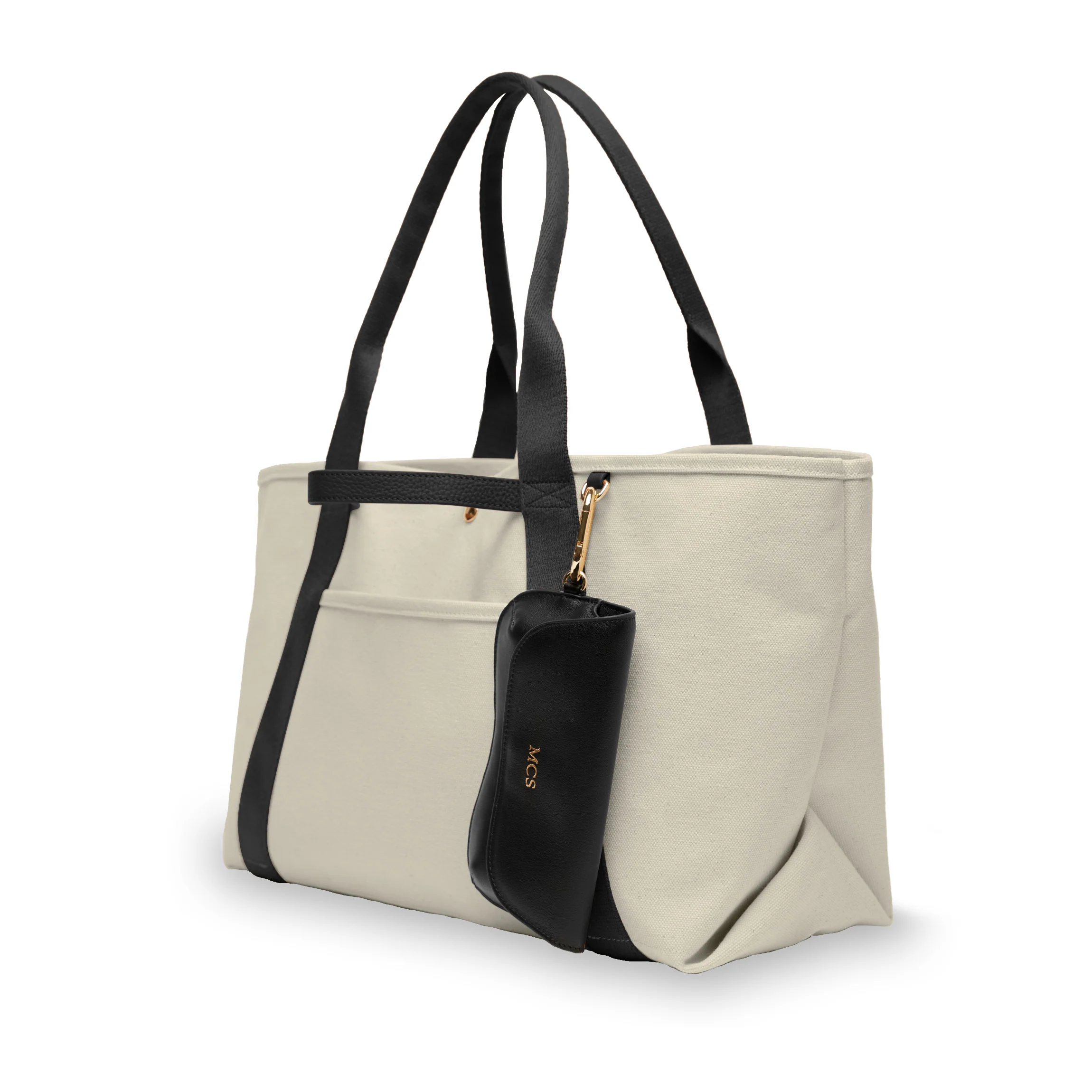 Small Canvas Beach Tote Natural Canvas/Black - Image 5