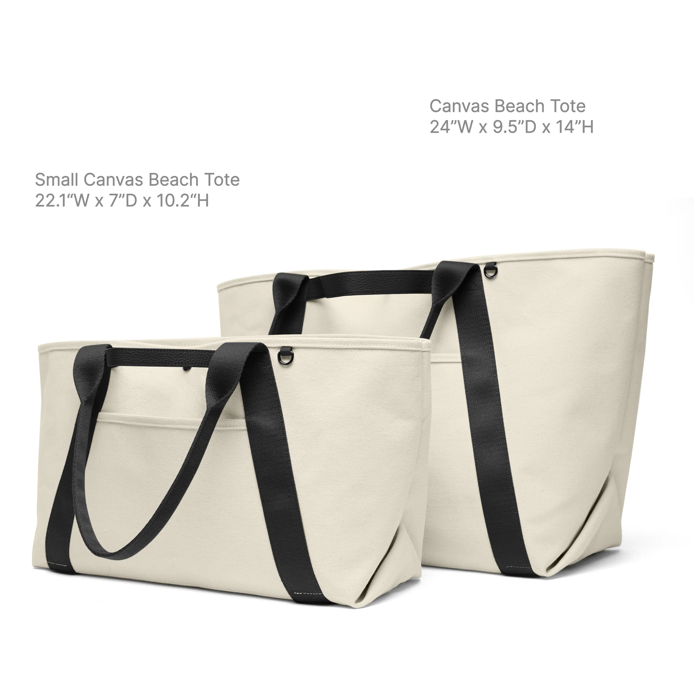 Small Canvas Beach Tote Natural Canvas/Black - Image 7