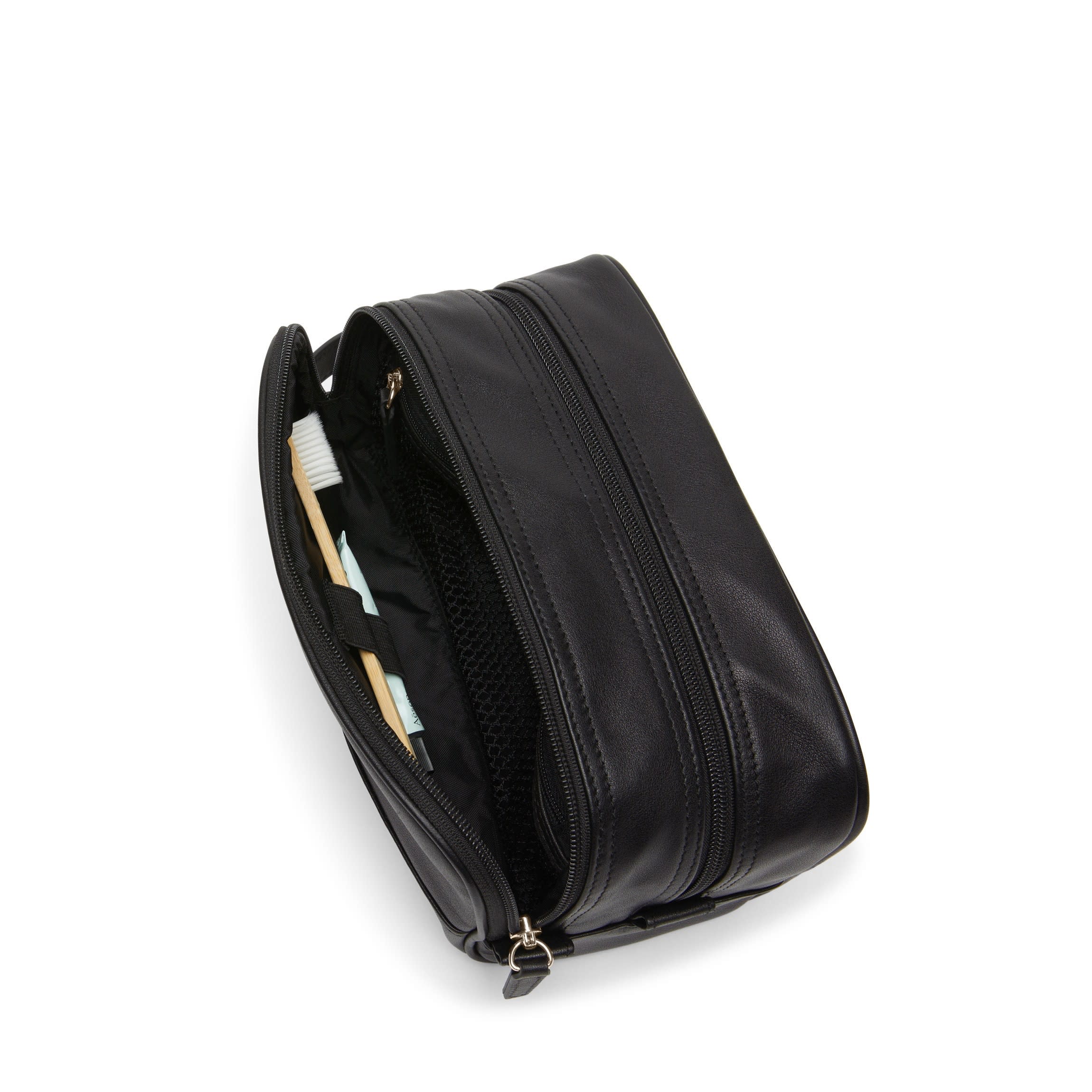 Small Double Zip Toiletry Bag Black Onyx - Image 4